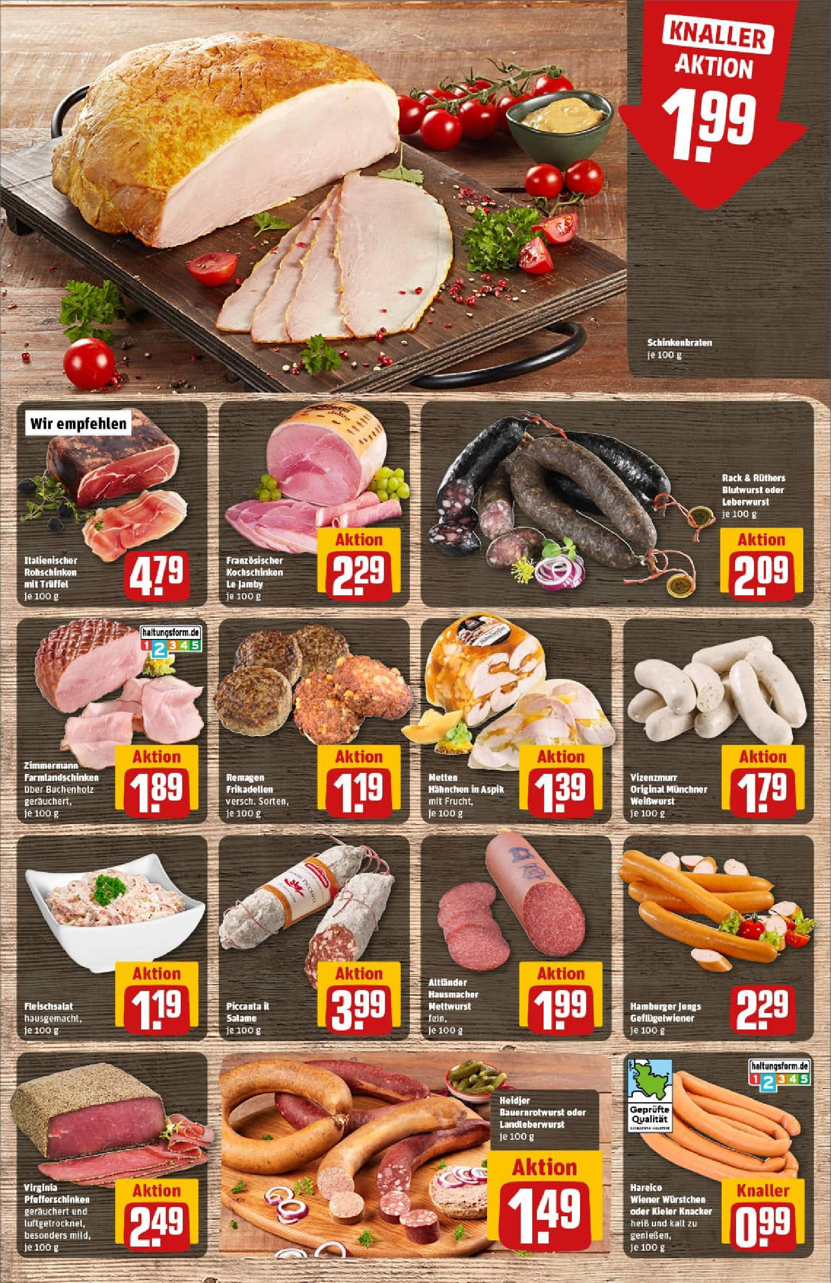 REWE Prospekt ab 17.08.2025 zum Blättern » Angebote | Seite: 10 | Produkte: Hahnchen, Wiener wurstchen, Weißwurst, Salami