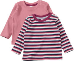 ALANA Langarmshirts mit Ripp-Struktur + Ringel-Muster, rosa, Gr. 74