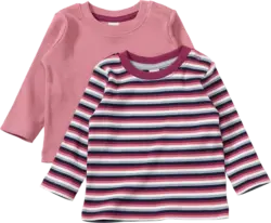 ALANA Langarmshirts mit Ripp-Struktur + Ringel-Muster, rosa, Gr. 80