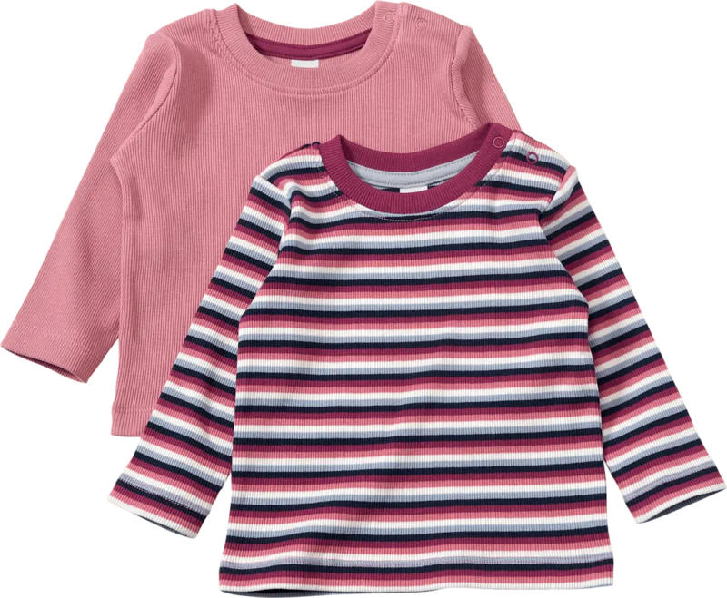 ALANA Langarmshirts mit Ripp-Struktur + Ringel-Muster, rosa, Gr. 74