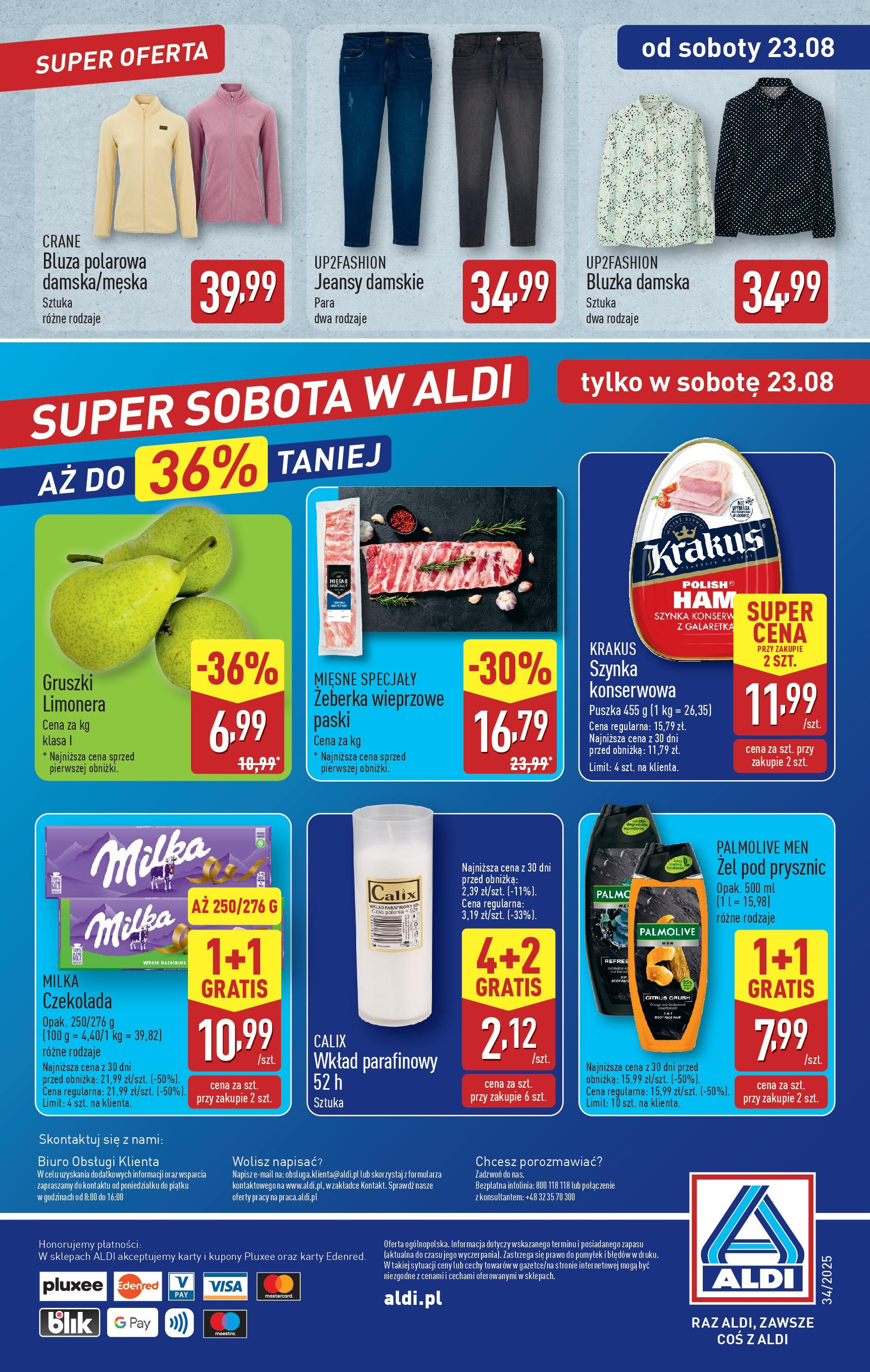 Aldi - Od soboty 23.08 w Aldi od 22.08.2025 - Ulotka PDF, promocje | Strona: 6 | Produkty: Bluzka, Szynka, Milka, Żel pod prysznic