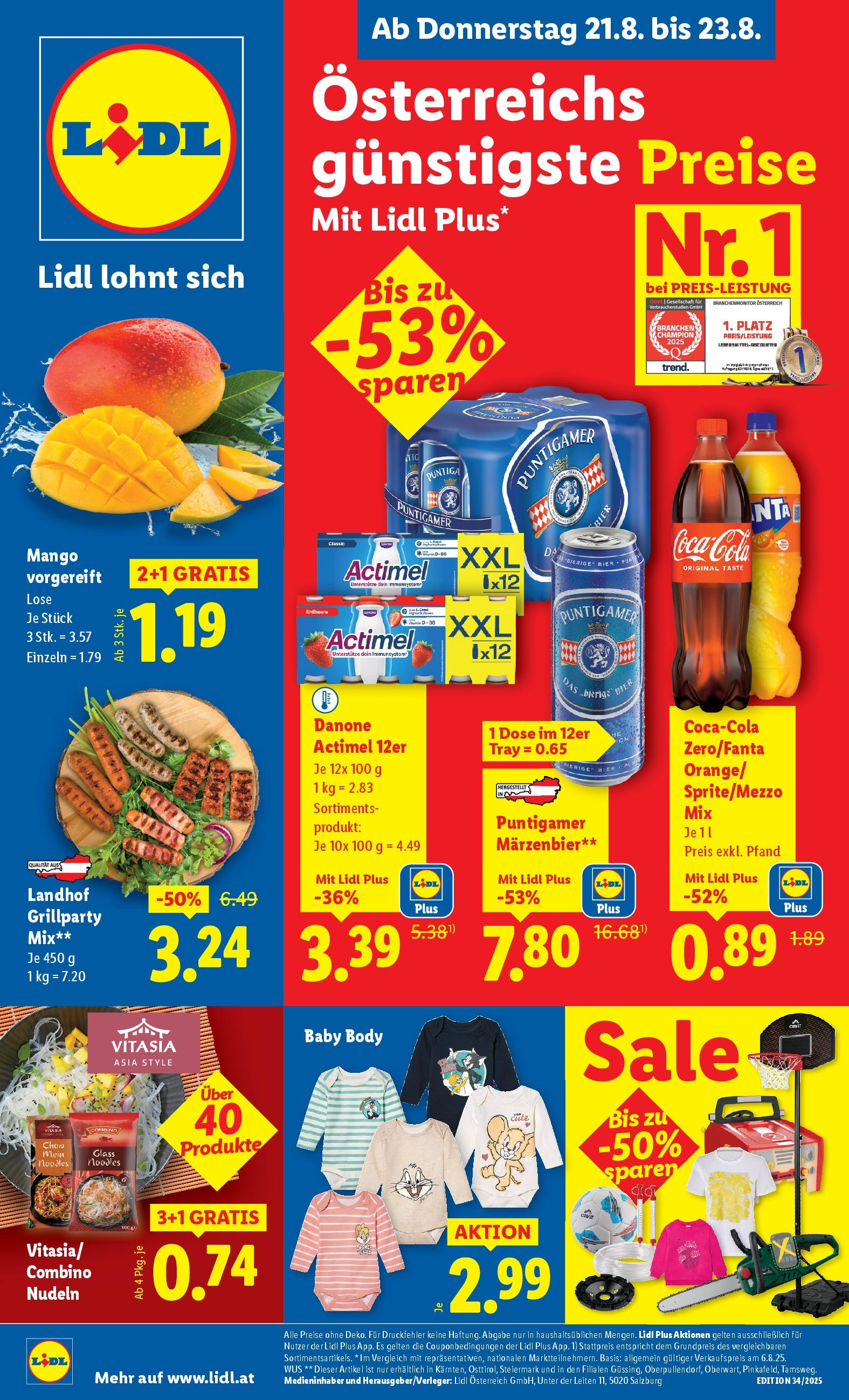 Lidl - Lidl: Flugblatt in deiner Nähe ab 20.08.2025 ✳️ Angebote ab donnerstag | Seite: 1 | Produkte: Mango, Bier, Nudeln Lidl - Lidl: Flugblatt in deiner Nähe ab 20.08.2025 - Angebote ab donnerstag | Seite: 1 | Produkte: Mango, Bier, Nudeln