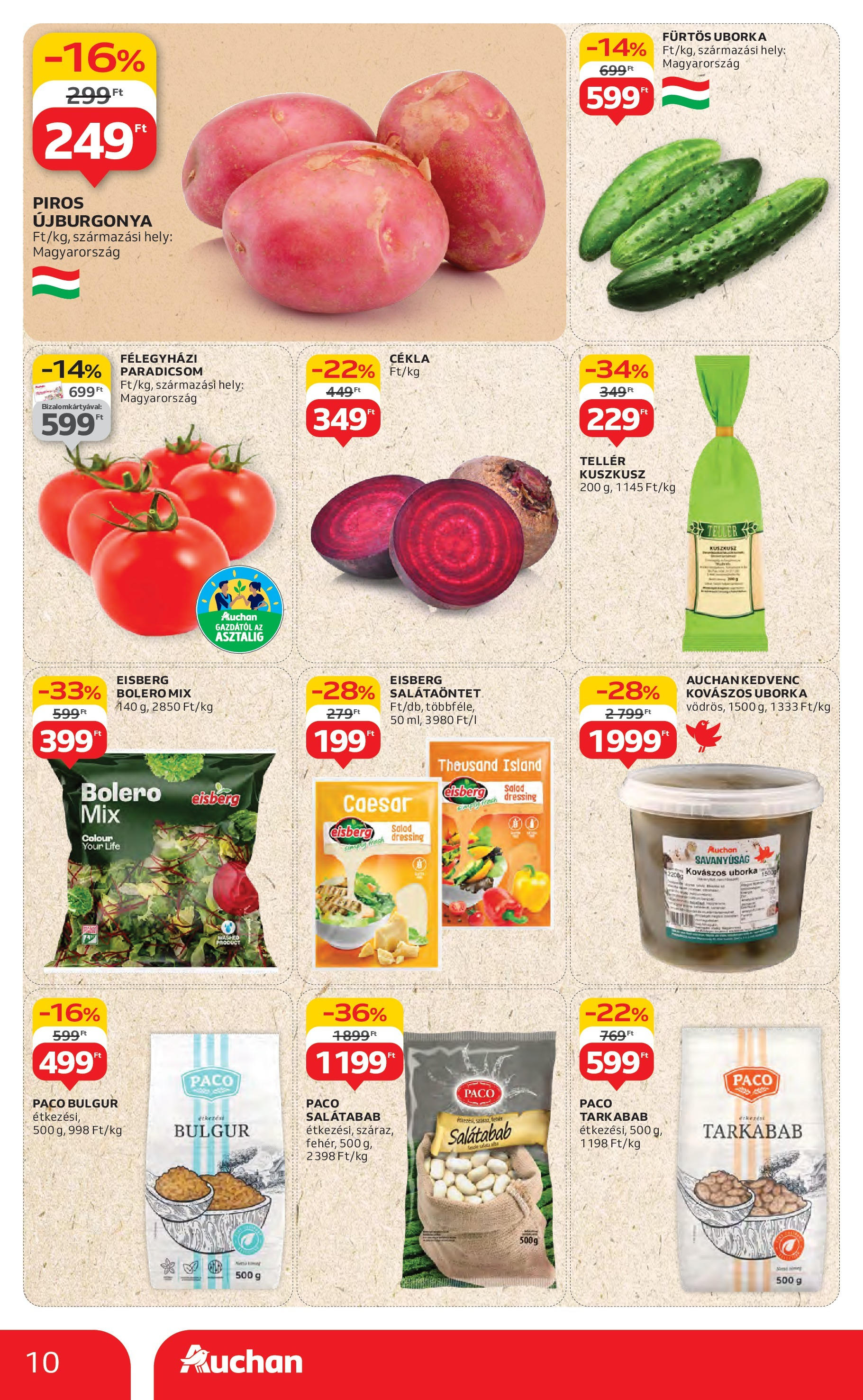 Auchan Akciós újság - 2025.08.14. -tól/töl > akció, lapozható szórólap 🛍️ | Oldal: 10 | Termékek: Fürtös uborka, Boleró, Bulgur, Kuszkusz