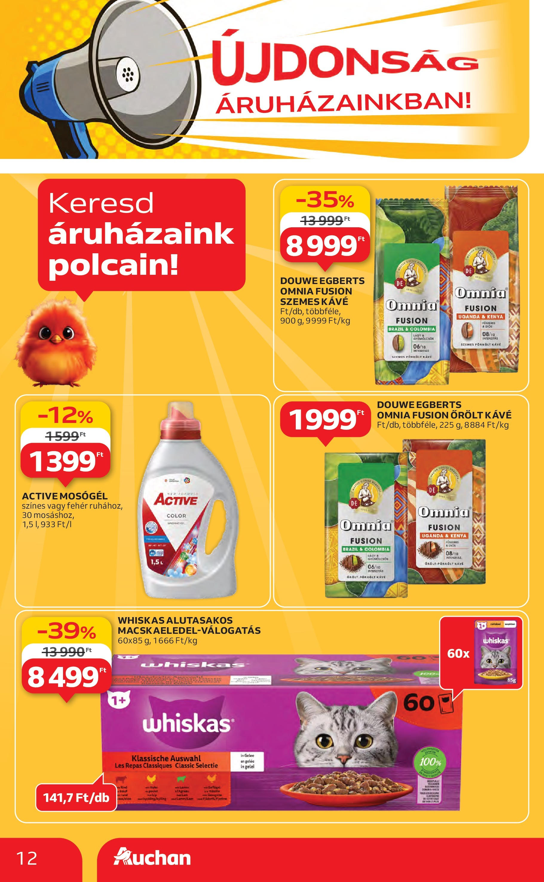 Auchan Akciós újság - 2025.08.14. -tól/töl > akció, lapozható szórólap 🛍️ | Oldal: 12 | Termékek: Mosógél, Kávé, Szemes kávé, Őrölt kávé