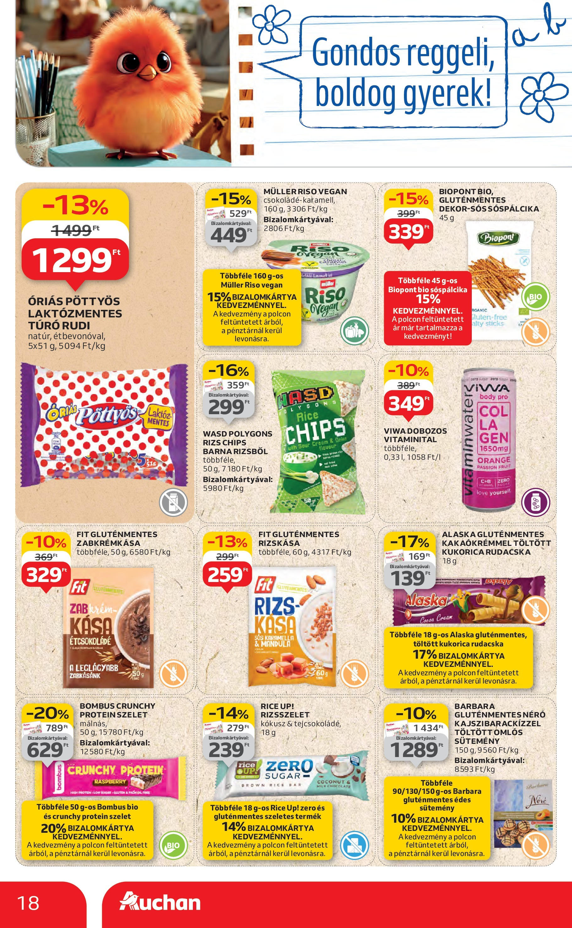 Auchan Akciós újság - 2025.08.14. -tól/töl > akció, lapozható szórólap 🛍️ | Oldal: 18 | Termékek: Chips, Protein, Étcsokoládé, Sütemény