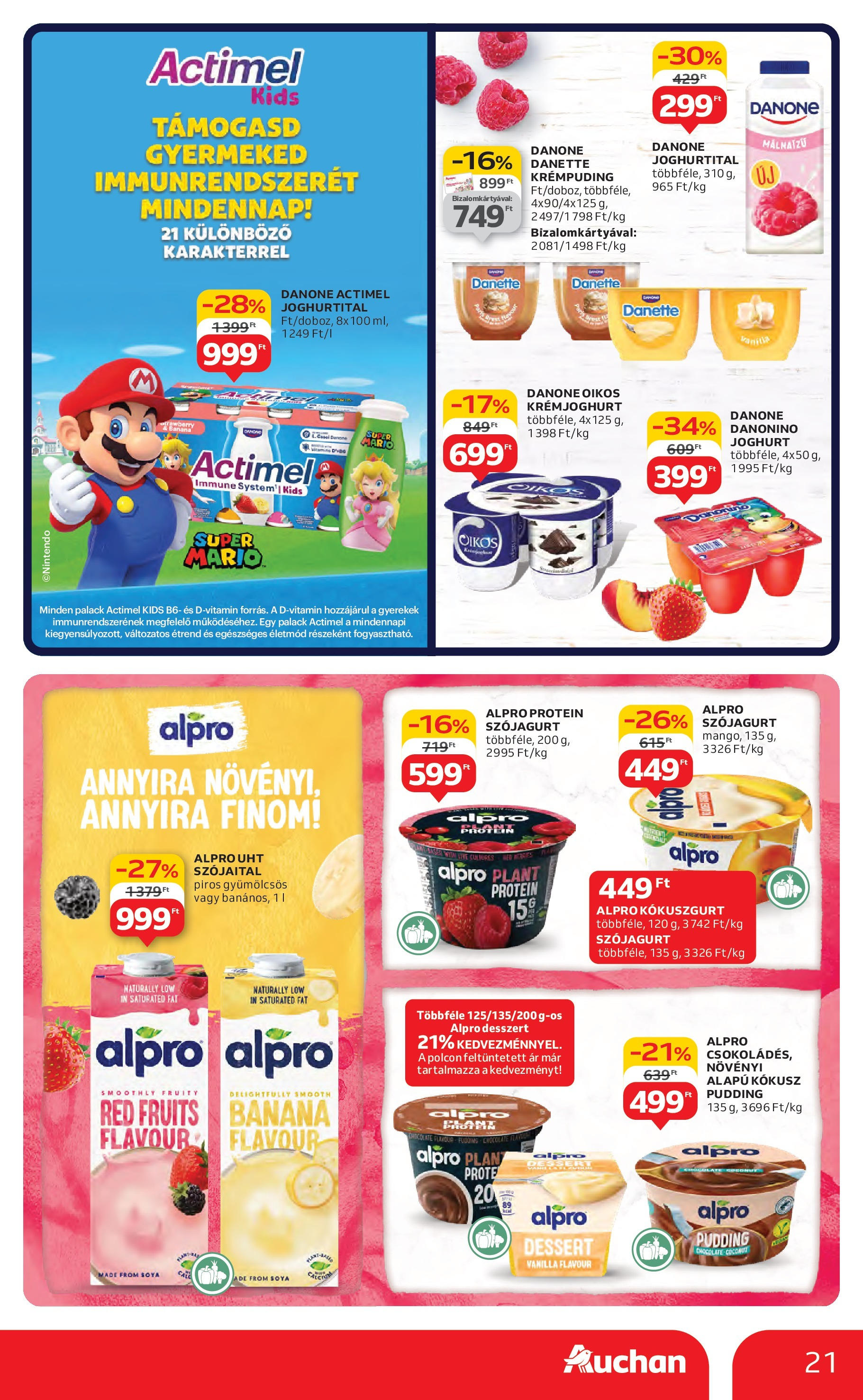 Auchan Akciós újság - 2025.08.14. -tól/töl > akció, lapozható szórólap 🛍️ | Oldal: 21 | Termékek: Alpro, Actimel, Kokusz, Joghurt