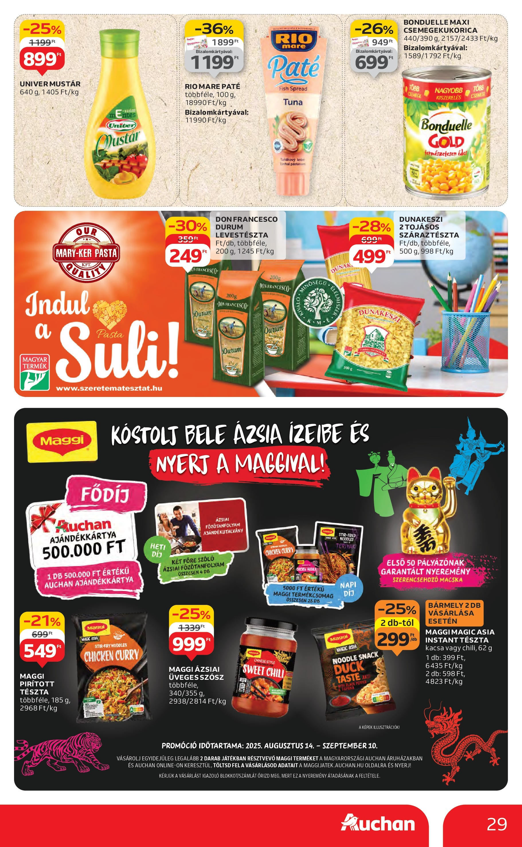 Auchan Akciós újság - 2025.08.14. -tól/töl > akció, lapozható szórólap 🛍️ | Oldal: 29 | Termékek: Tonhal, Levestészta, Pástétom, Tészta