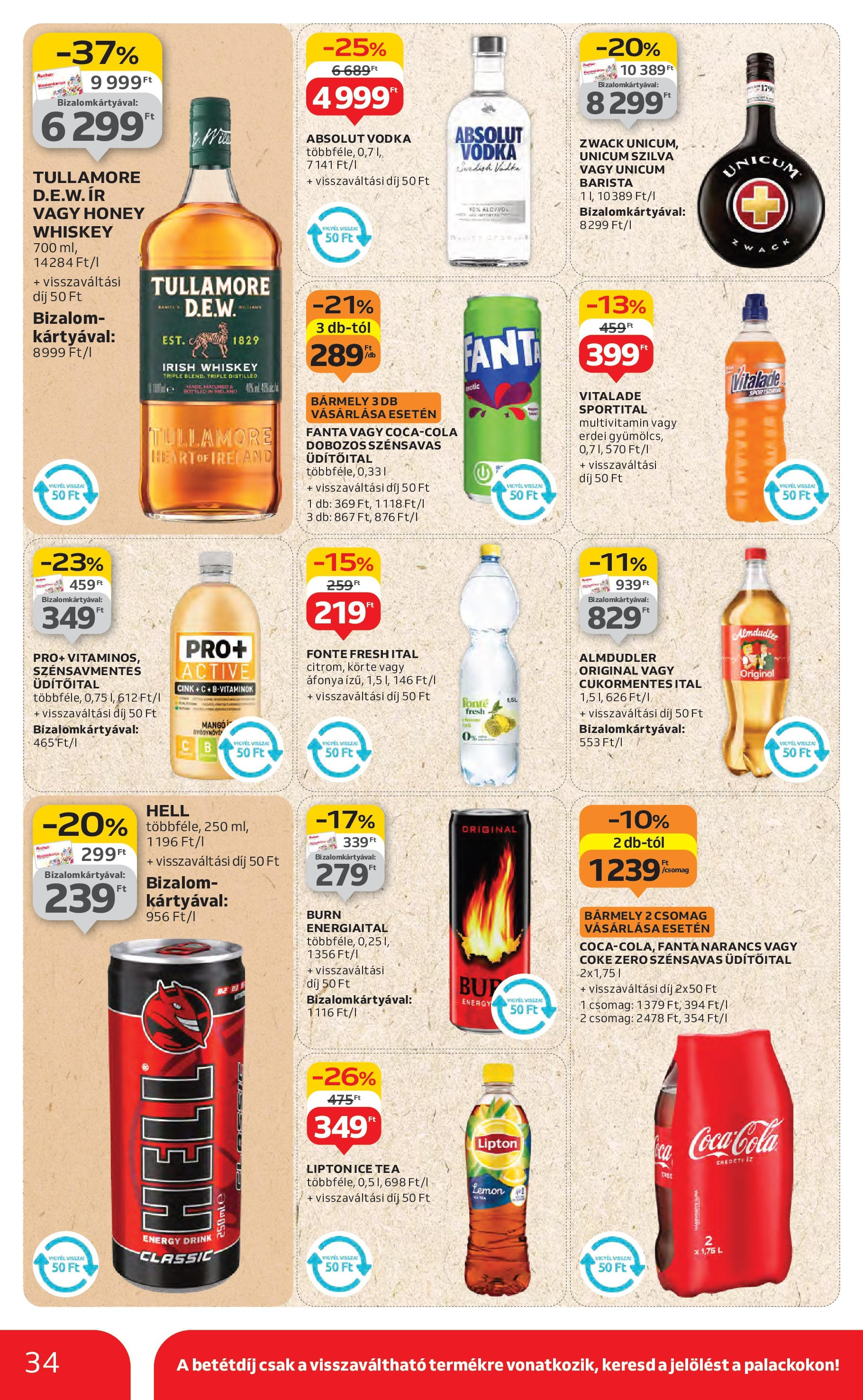 Auchan Akciós újság - 2025.08.14. -tól/töl > akció, lapozható szórólap 🛍️ | Oldal: 34 | Termékek: Áfonya, Fanta, Multivitamin, Vodka
