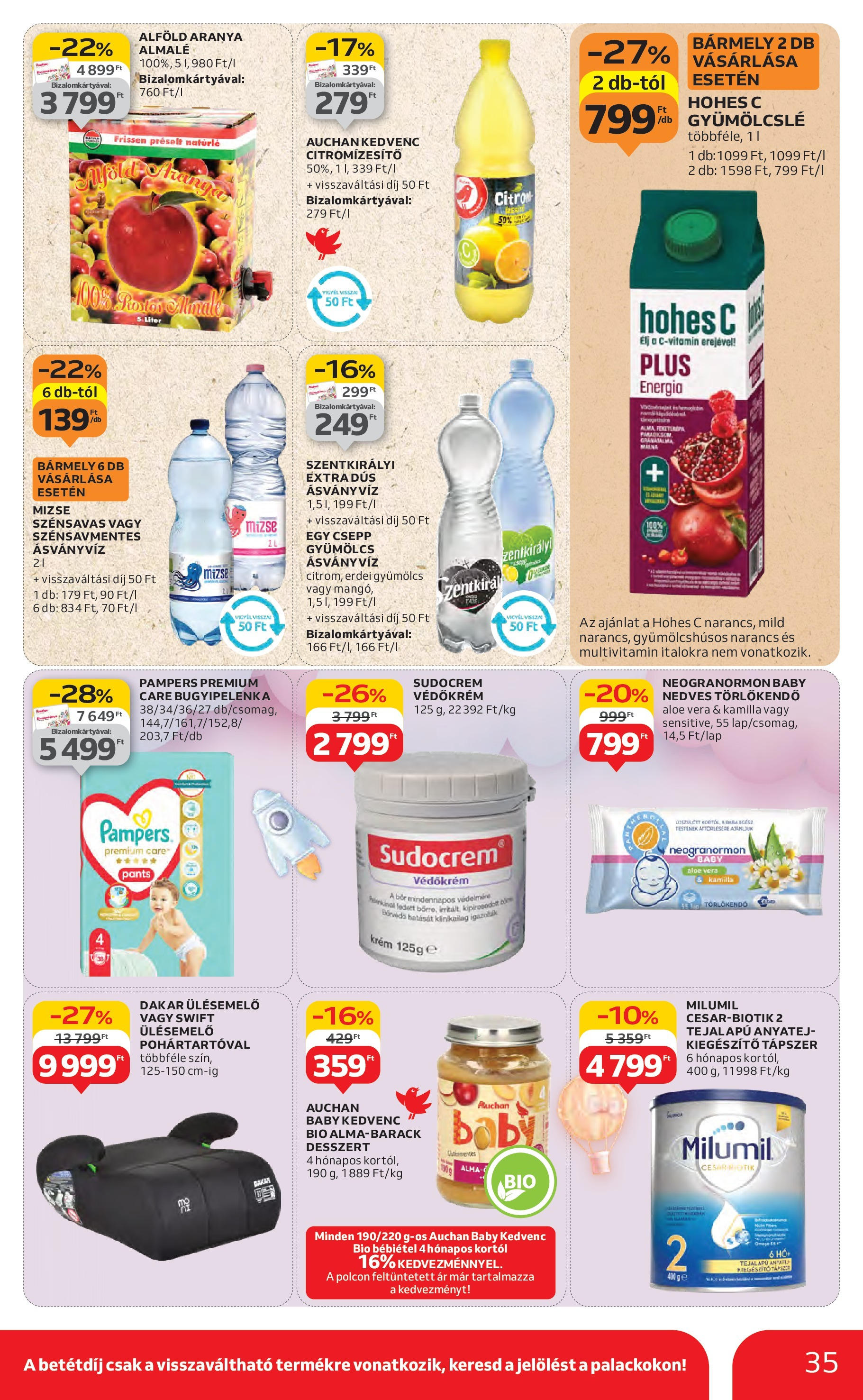 Auchan Akciós újság - 2025.08.14. -tól/töl > akció, lapozható szórólap 🛍️ | Oldal: 35 | Termékek: Gyümölcslé, Gránátalma, Nedves törlőkendő, Ásványvíz