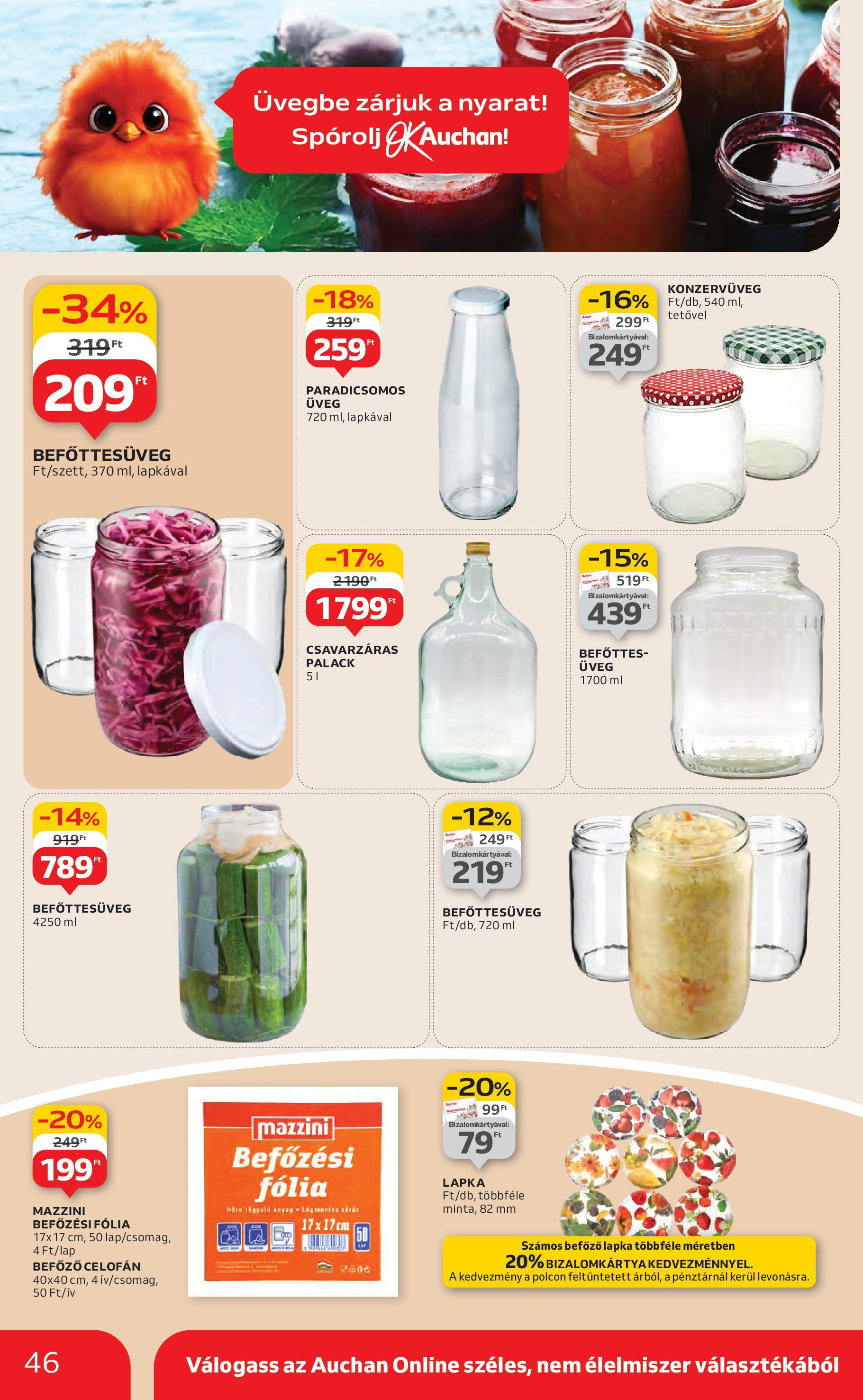Auchan Akciós újság - 2025.08.14. -tól/töl > akció, lapozható szórólap 🛍️ | Oldal: 46 | Termékek: Befőttesüveg