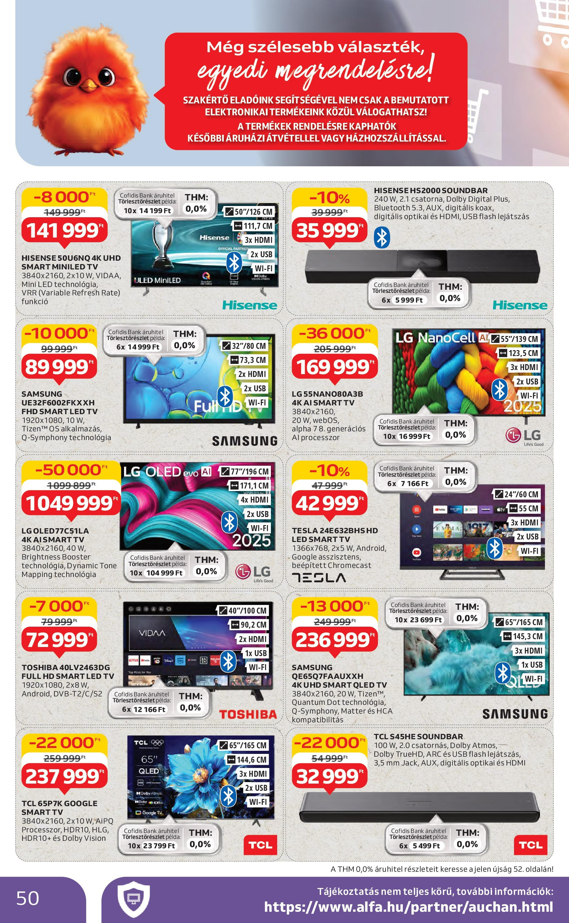 Auchan Akciós újság - 2025.08.14. -tól/töl > akció, lapozható szórólap 🛍️ | Oldal: 50 | Termékek: USB, TV, Smart tv, Samsung