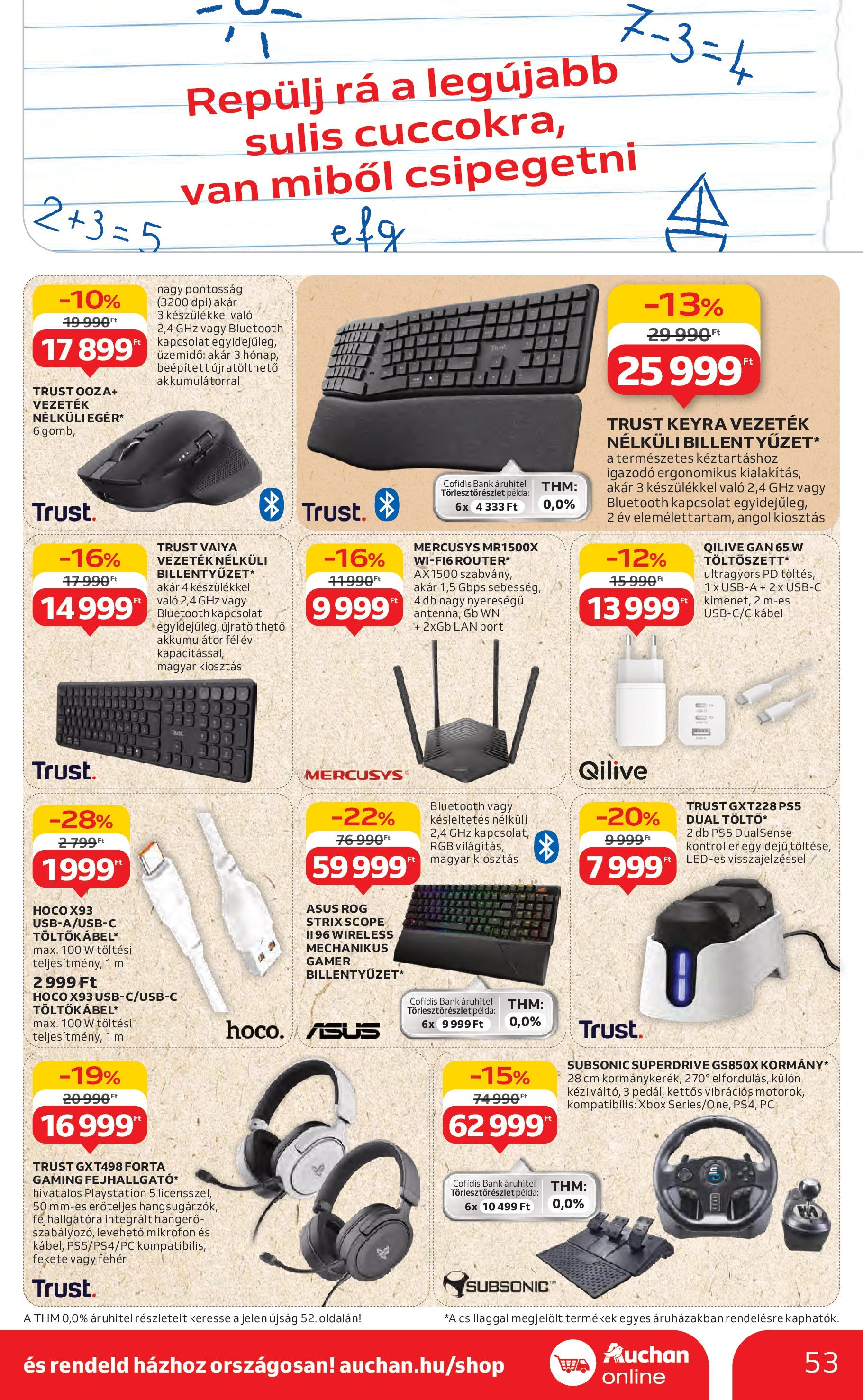 Auchan Akciós újság - 2025.08.14. -tól/töl > akció, lapozható szórólap 🛍️ | Oldal: 53 | Termékek: PC, Xbox, Mikrofon, Akkumulátor
