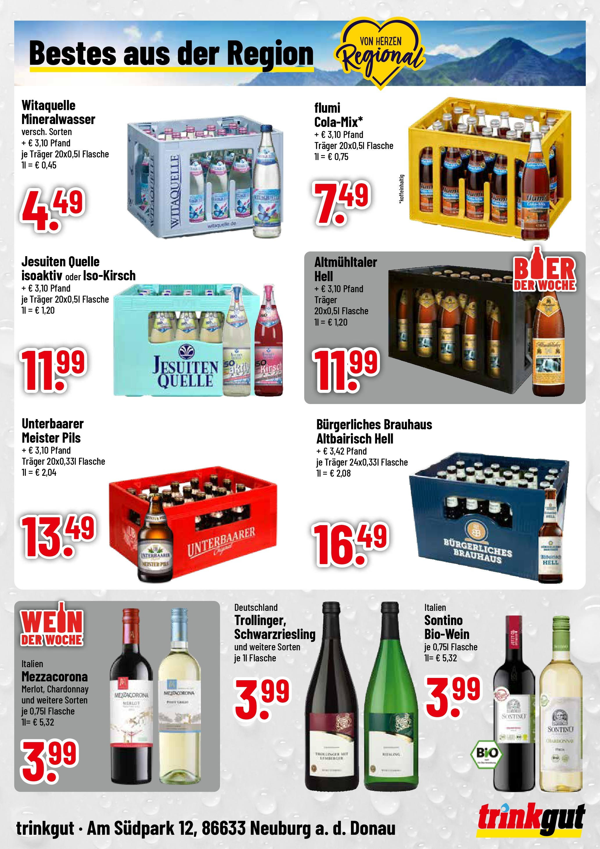 Trinkgut prospekt Neuburg an der Donau (ab 17.08.2025) » Angebote ab Montag | Seite: 4 | Produkte: Merlot, Pils, Mineralwasser, Wein Trinkgut prospekt Neuburg an der Donau (ab 17.08.2025) » Angebote online | Seite: 4 | Produkte: Merlot, Pils, Mineralwasser, Wein