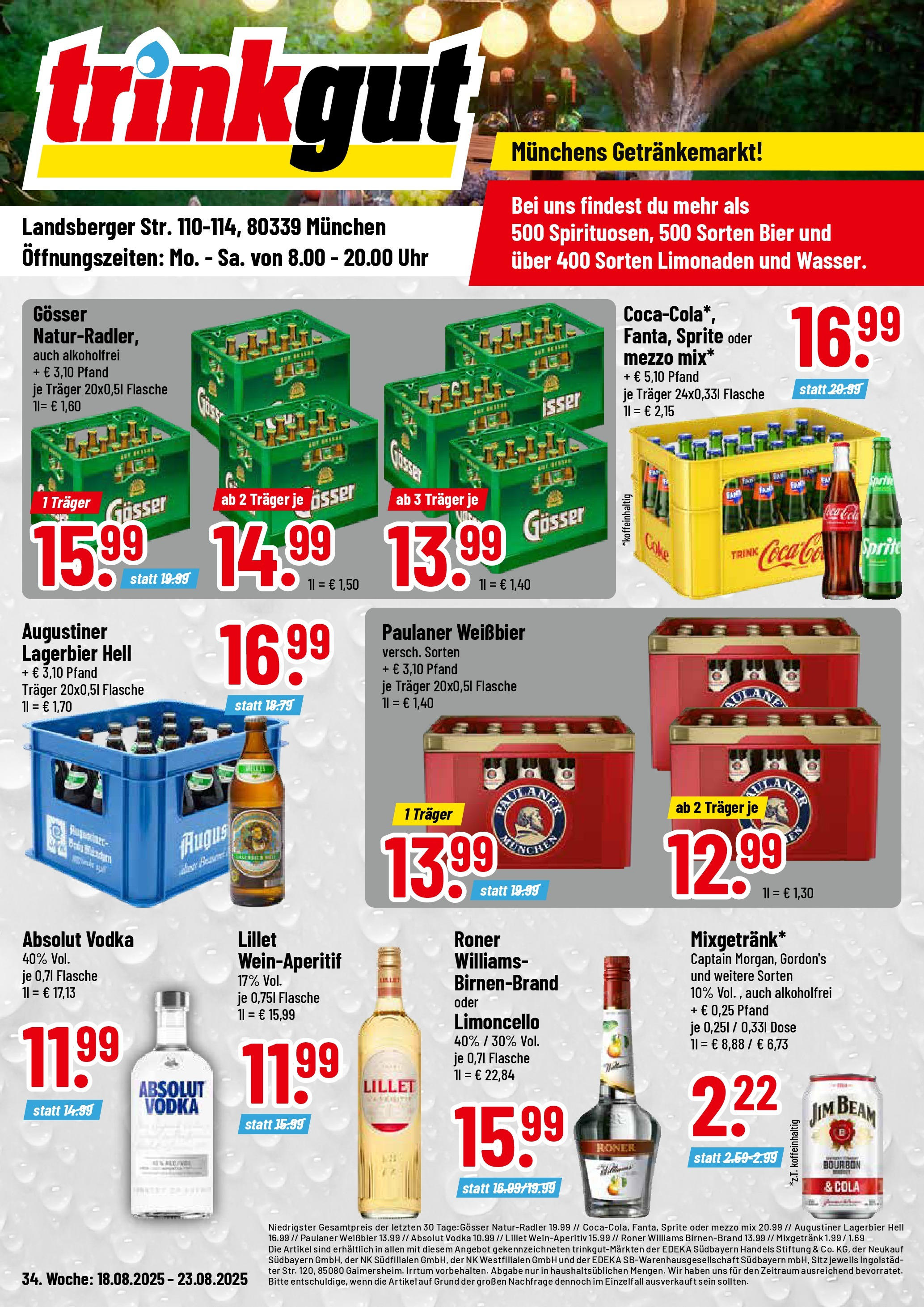Trinkgut prospekt München (ab 17.08.2025) » Angebote ab Montag | Seite: 1 | Produkte: Mezzo mix, Oder mezzo mix, Vodka, Paulaner Trinkgut prospekt München (ab 17.08.2025) » Angebote online | Seite: 1 | Produkte: Mezzo mix, Oder mezzo mix, Vodka, Paulaner