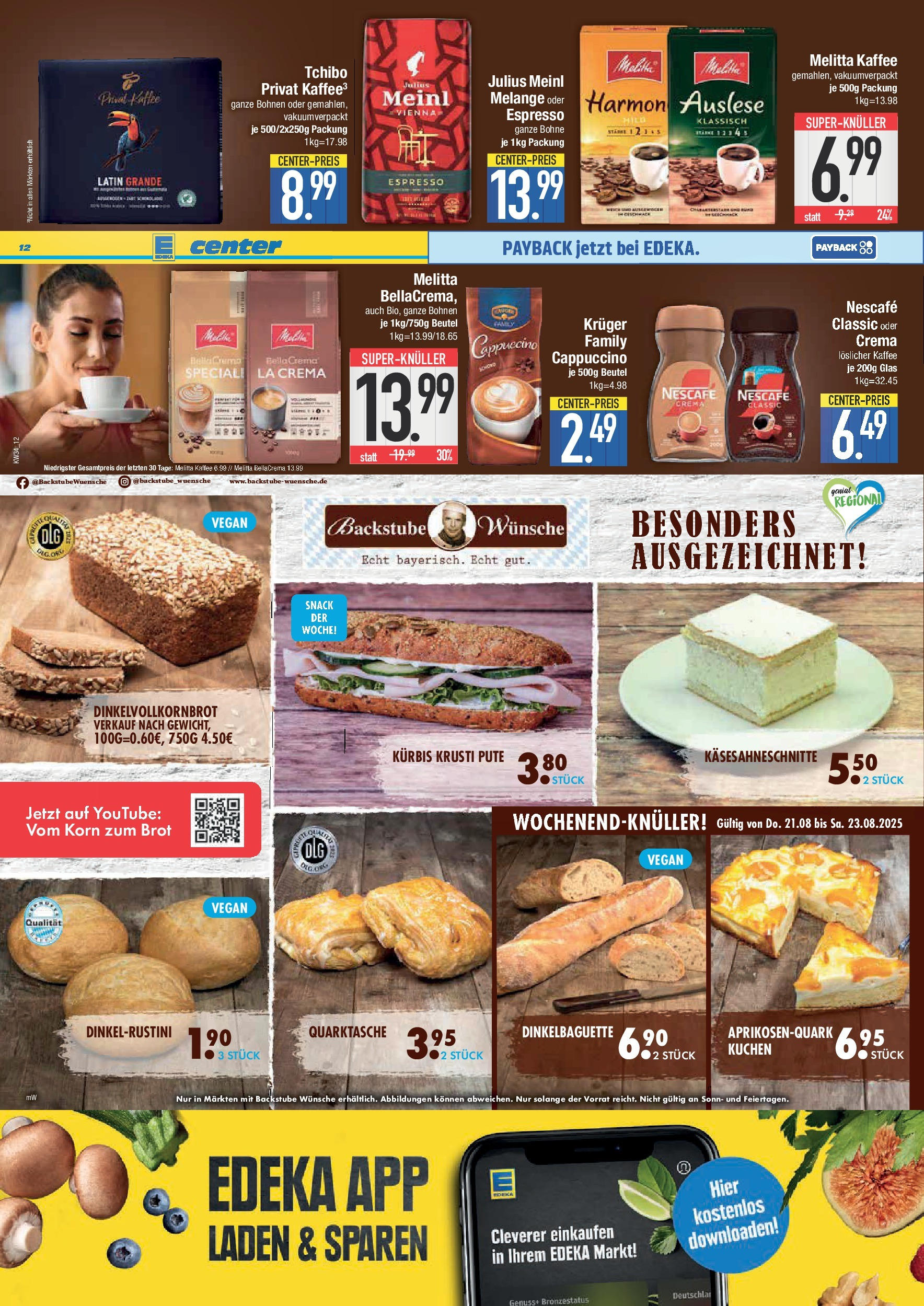 Edeka prospekt Bad Reichenhall (ab 17.08.2025) » Angebote Online | Seite: 12 | Produkte: Melitta, Kaffee, Brot, Kuchen Edeka prospekt Bad Reichenhall (ab 17.08.2025) » Angebote Online | Seite: 12 | Produkte: Melitta, Kaffee, Brot, Kuchen