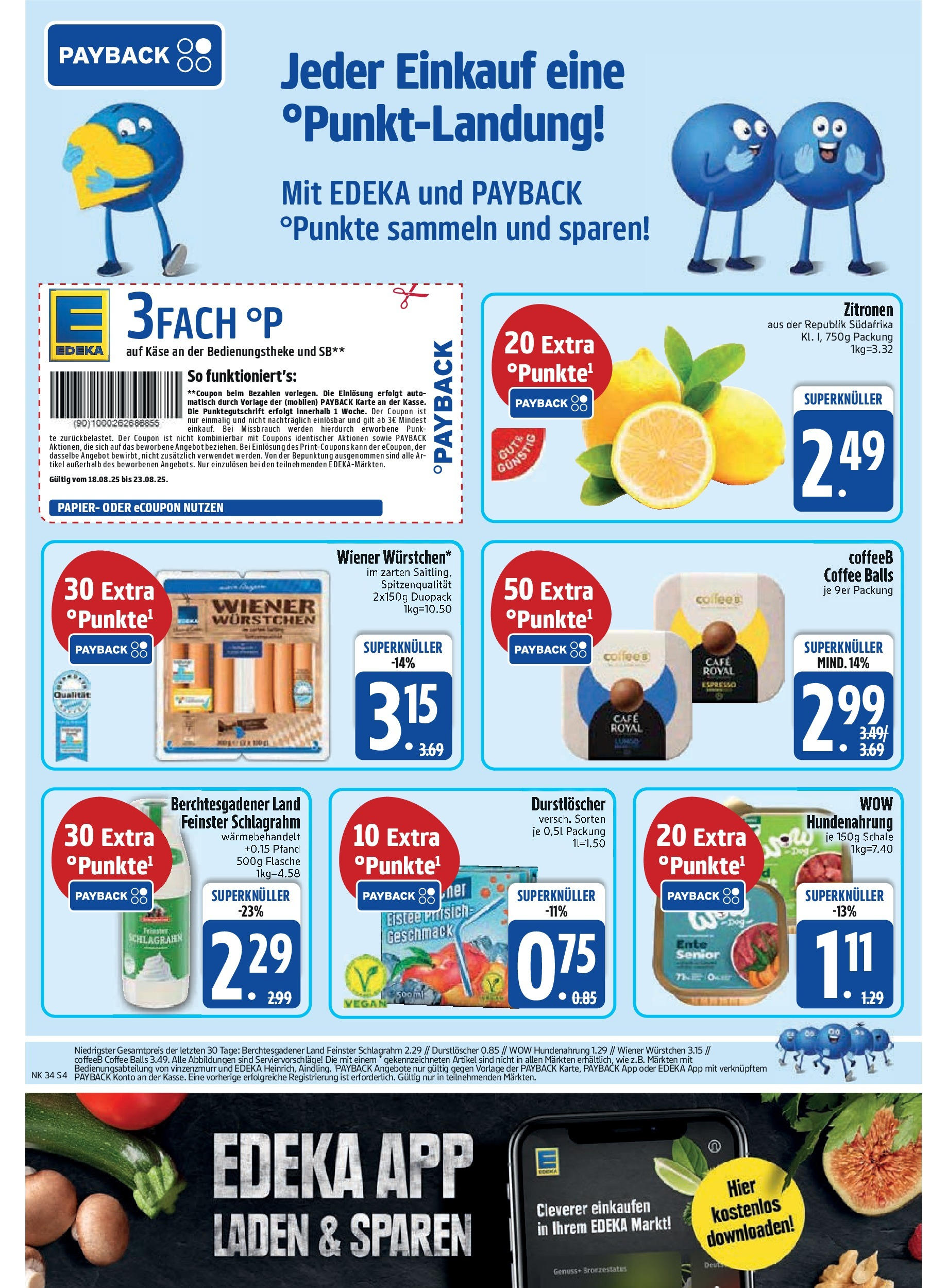 Edeka prospekt Altmannstein	 (ab 17.08.2025) » Angebote Online | Seite: 6 | Produkte: Durstloscher, Wiener wurstchen, Käse, Zitronen