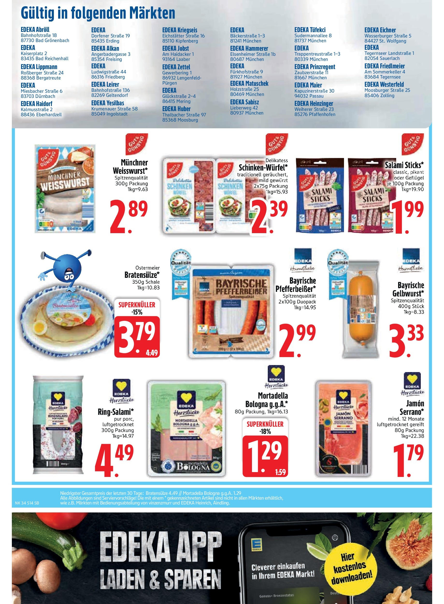 Edeka prospekt Bodenwöhr	 (ab 17.08.2025) » Angebote Online | Seite: 16 | Produkte: Bad, Weißwurst, Salami, Schinken