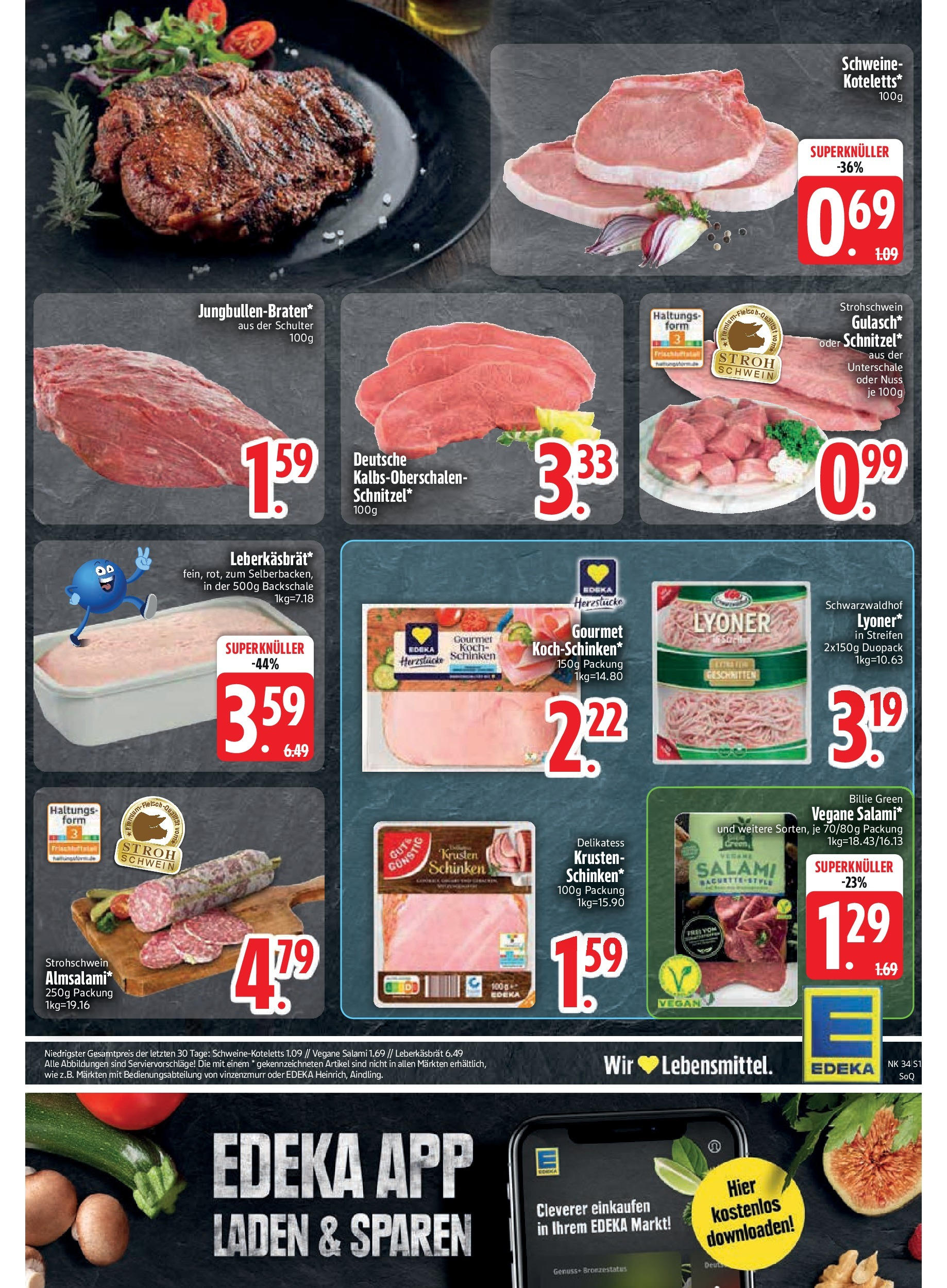 Edeka prospekt Vilgertshofen-Issing	 (ab 17.08.2025) » Angebote Online | Seite: 17 | Produkte: Salami, Schinken