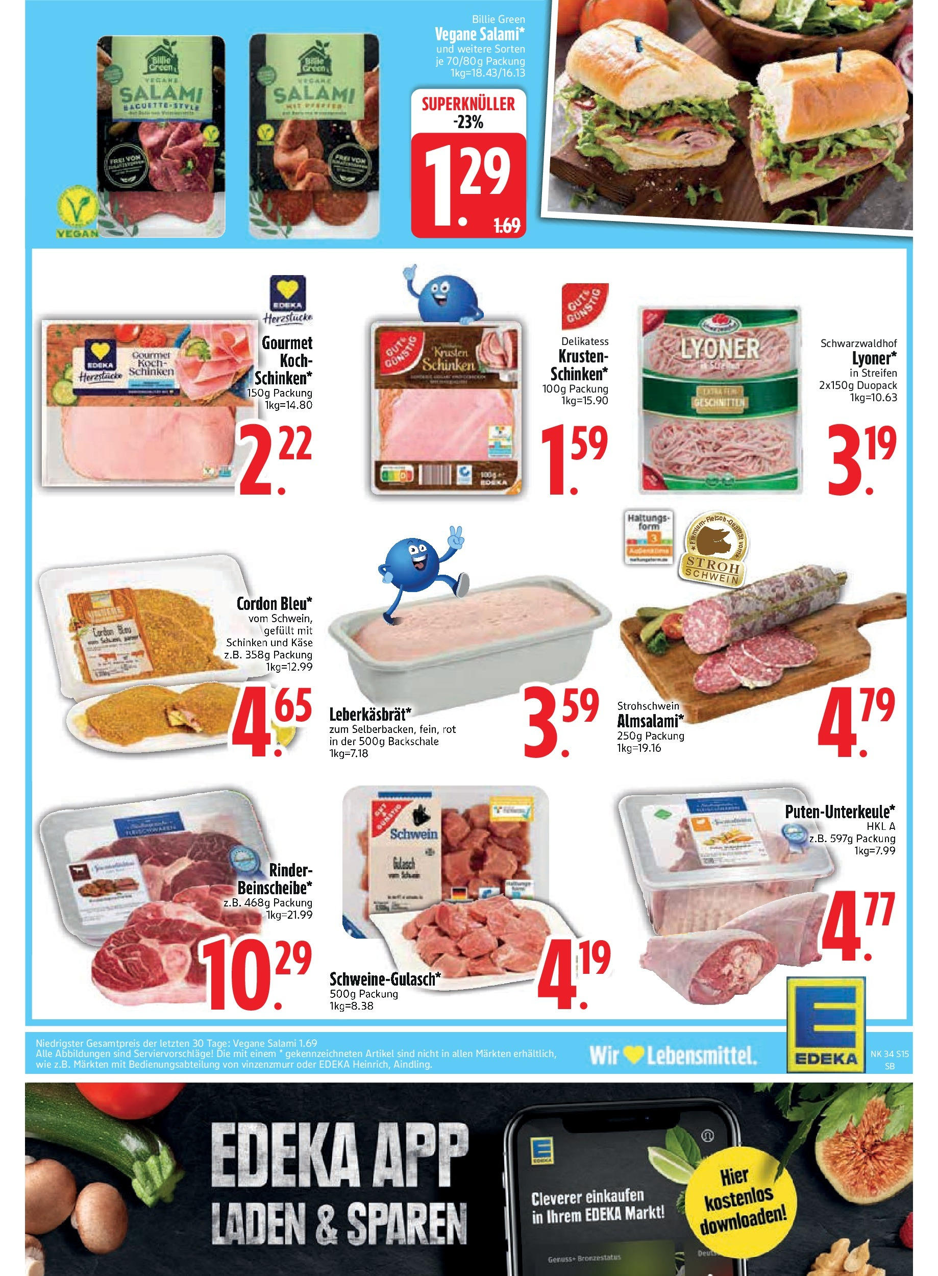 Edeka prospekt Bodenwöhr	 (ab 17.08.2025) » Angebote Online | Seite: 17 | Produkte: Käse, Gulasch, Salami, Schinken