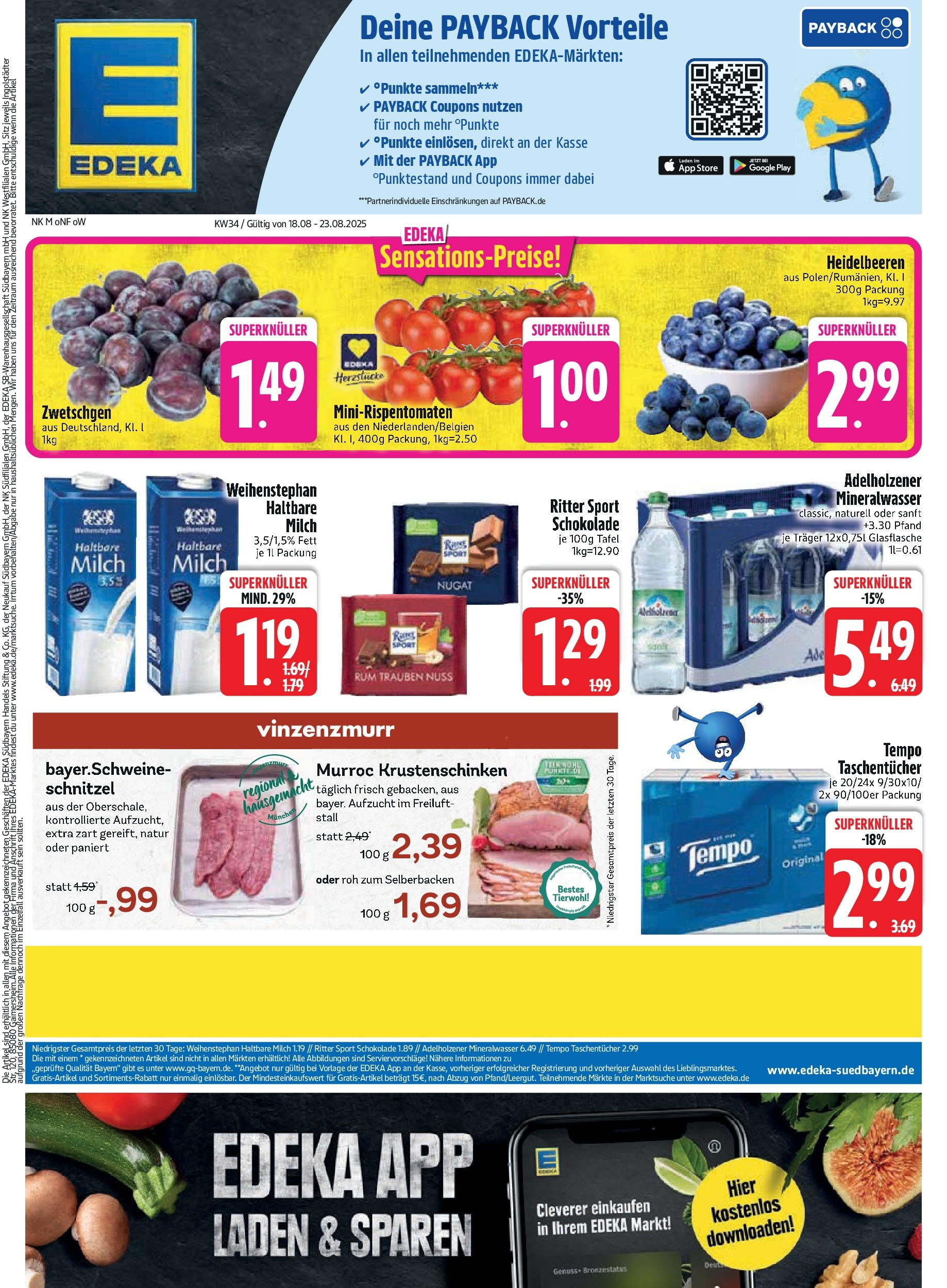 Edeka prospekt Murnau	 (ab 17.08.2025) » Angebote Online | Seite: 3 | Produkte: Rum, Haltbare milch, Adelholzener, Tempo