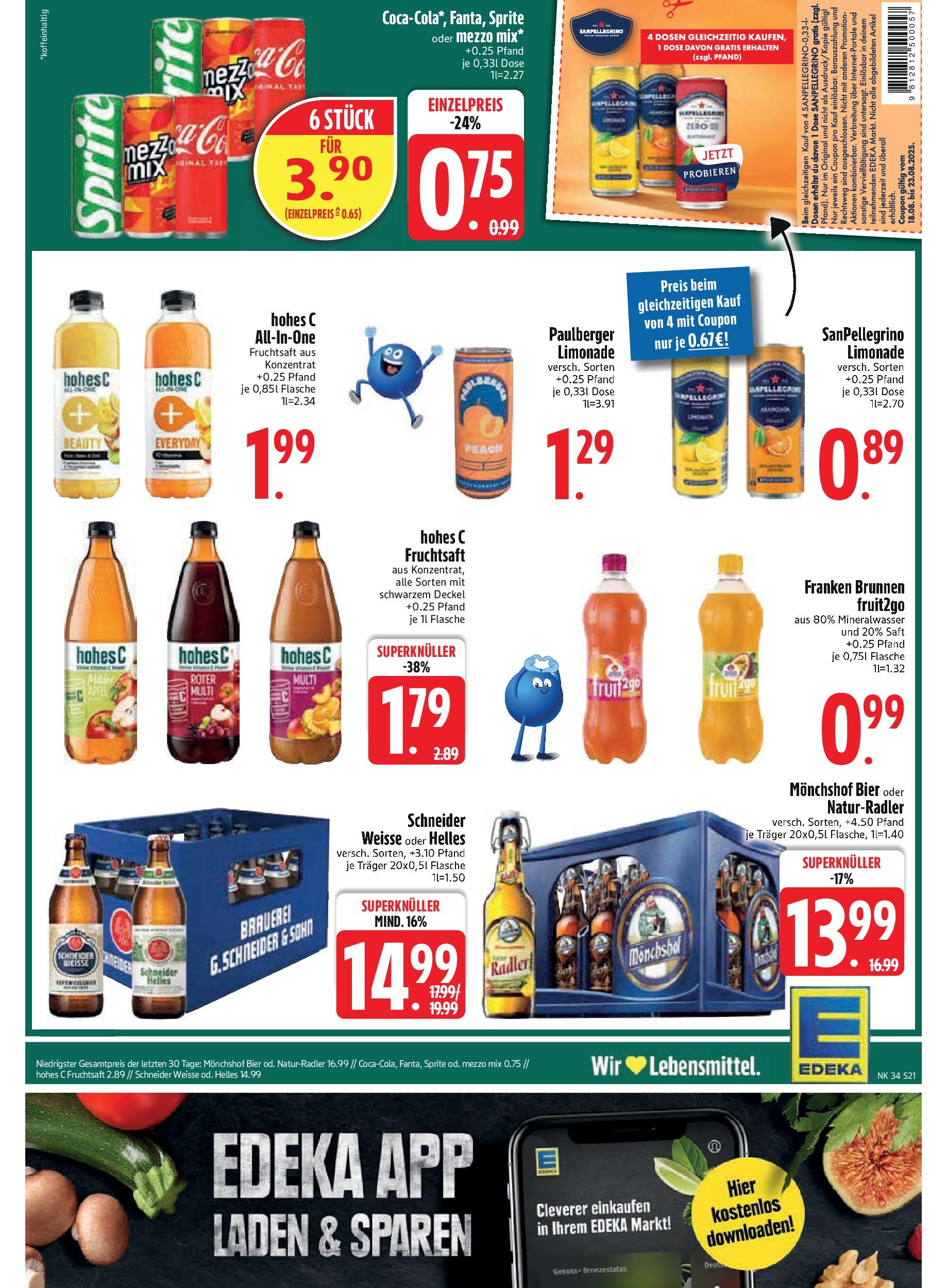 Edeka prospekt Altmannstein	 (ab 17.08.2025) » Angebote Online | Seite: 23 | Produkte: Mezzo mix, Radler, Hohes c, Fruchtsaft