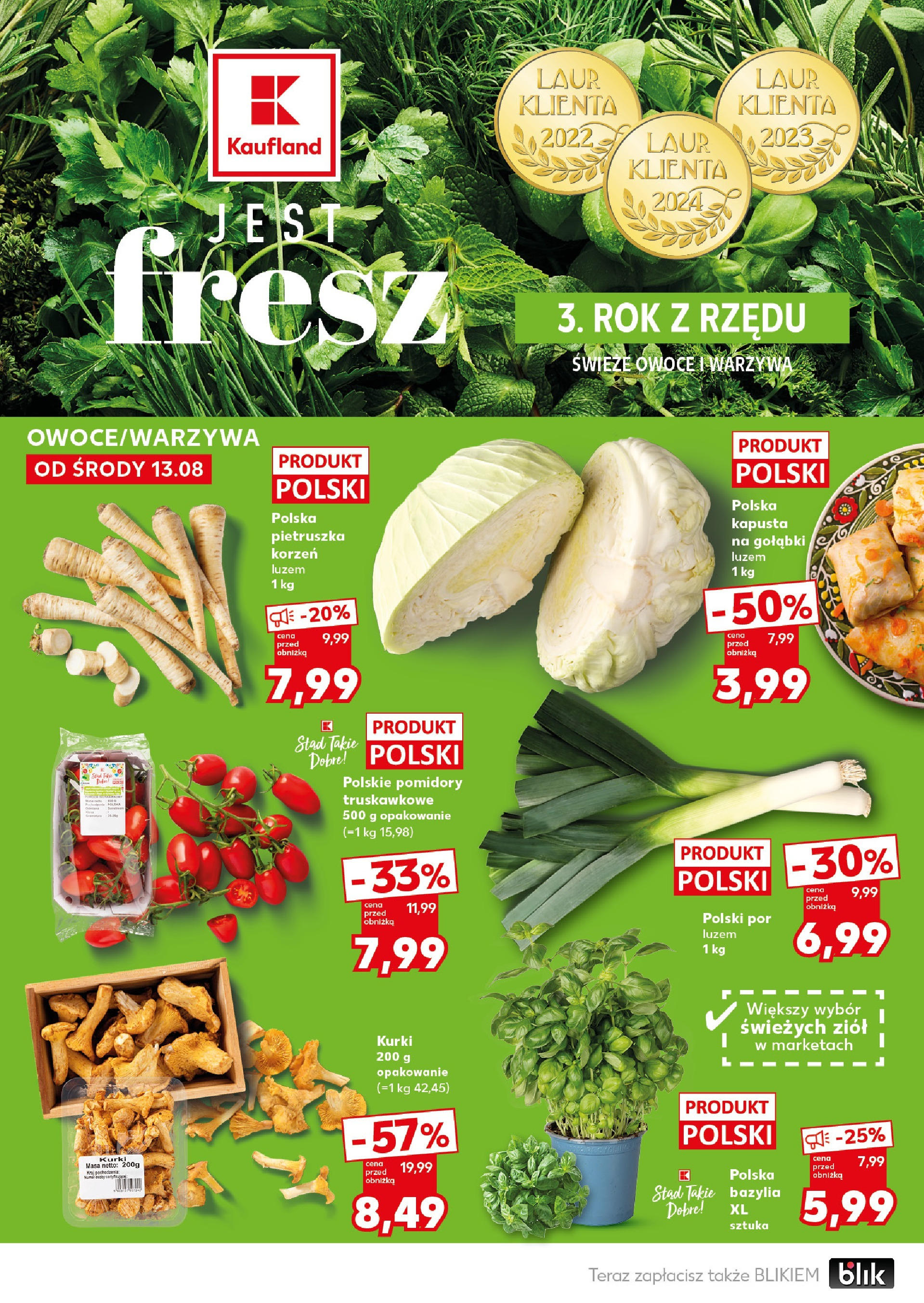 Kaufland gazetka - Super Sobota od 16.08.2025 - od jutra PDF | Strona: 12 | Produkty: Bazylia, Pomidory, Warzywa, Owoce