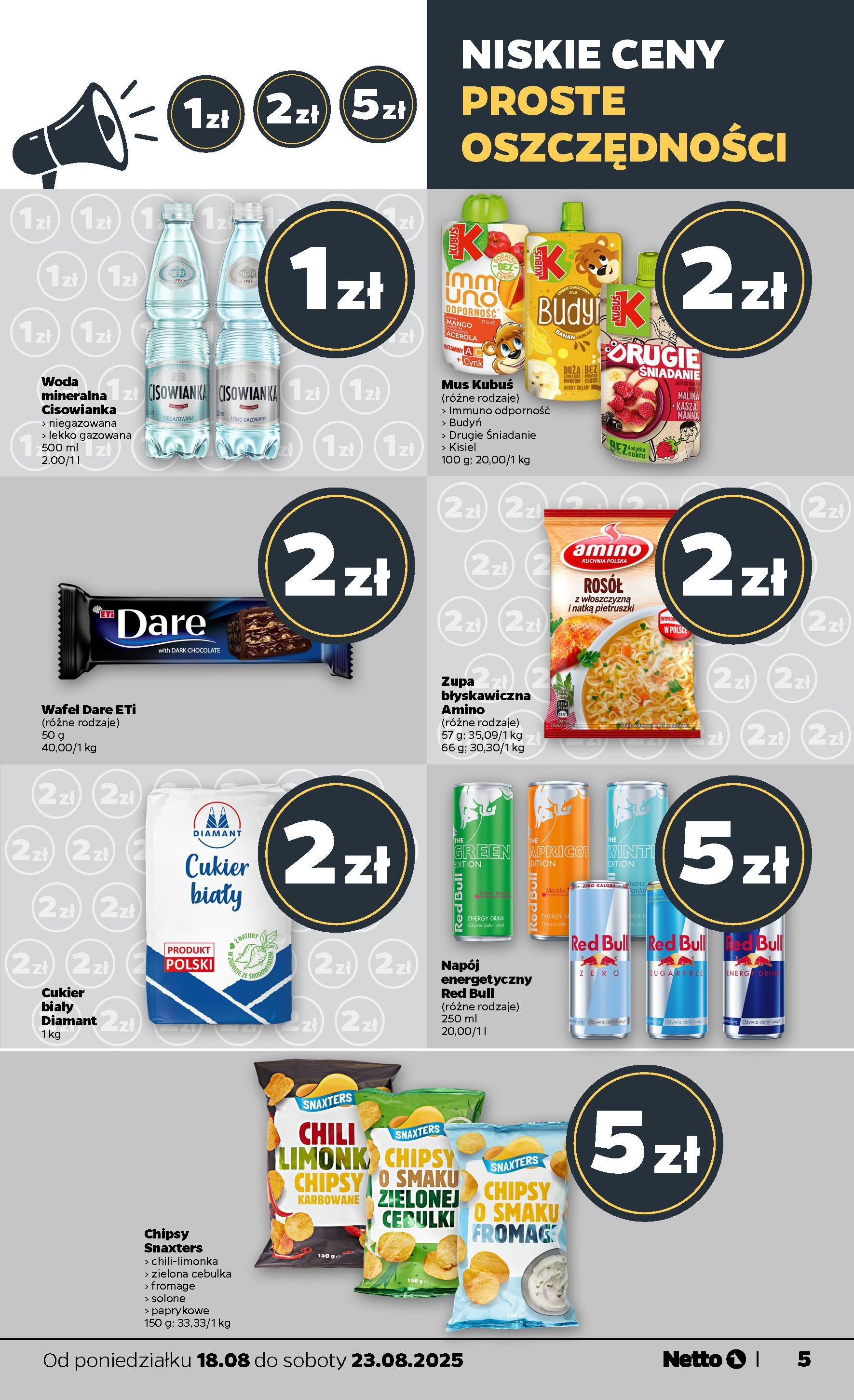 Netto gazetka - Spożywcza od 18.08.2025 - Aktualne promocje | Strona: 5 | Produkty: Mango, Kasza, Kasza manna, Cukier