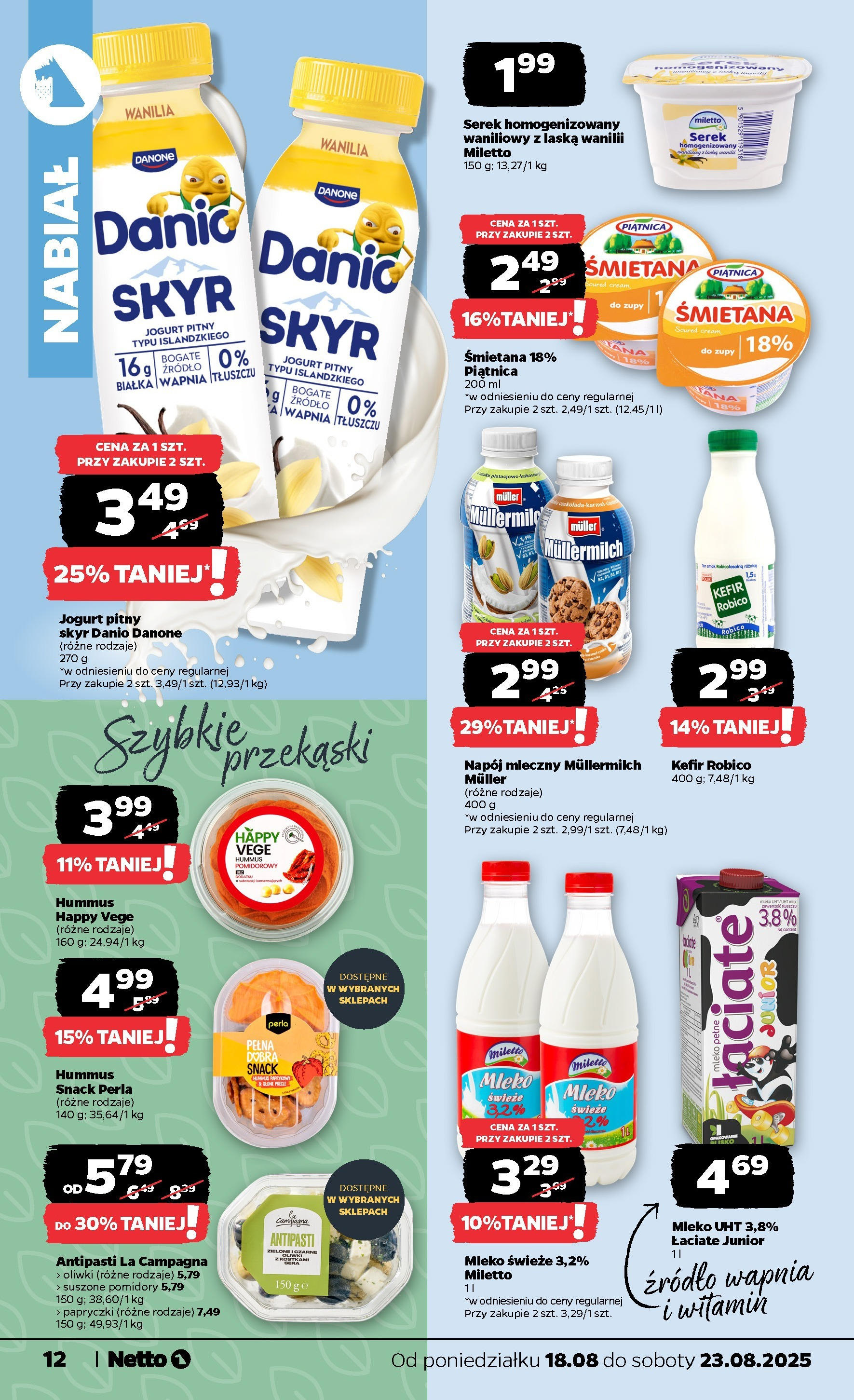 Netto gazetka - Spożywcza od 18.08.2025 - Aktualne promocje | Strona: 12 | Produkty: Jogurt pitny, Hummus, Jogurt, Pomidory