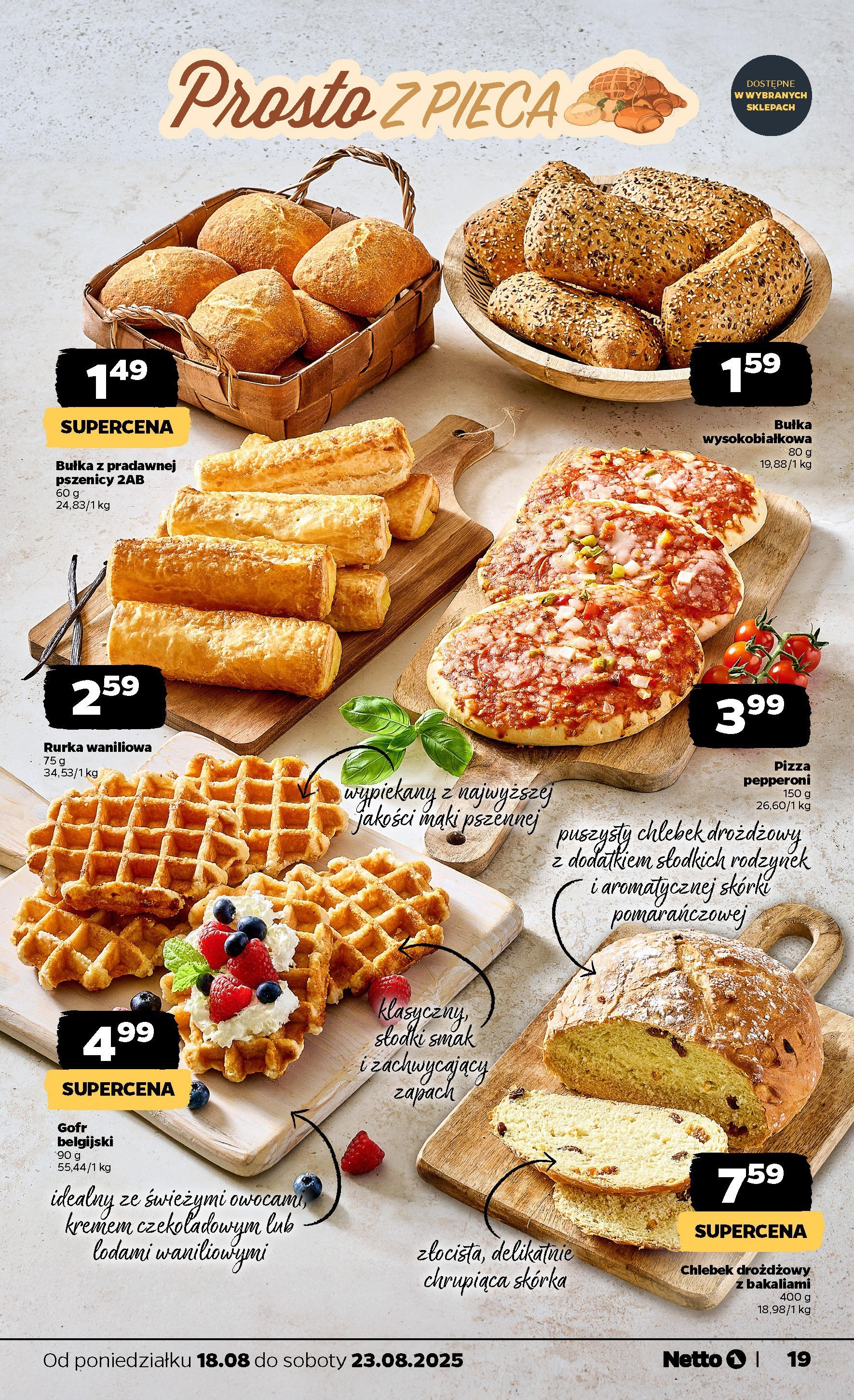 Netto gazetka - Spożywcza od 18.08.2025 - Aktualne promocje | Strona: 19 | Produkty: Bułka, Zapach, Pizza