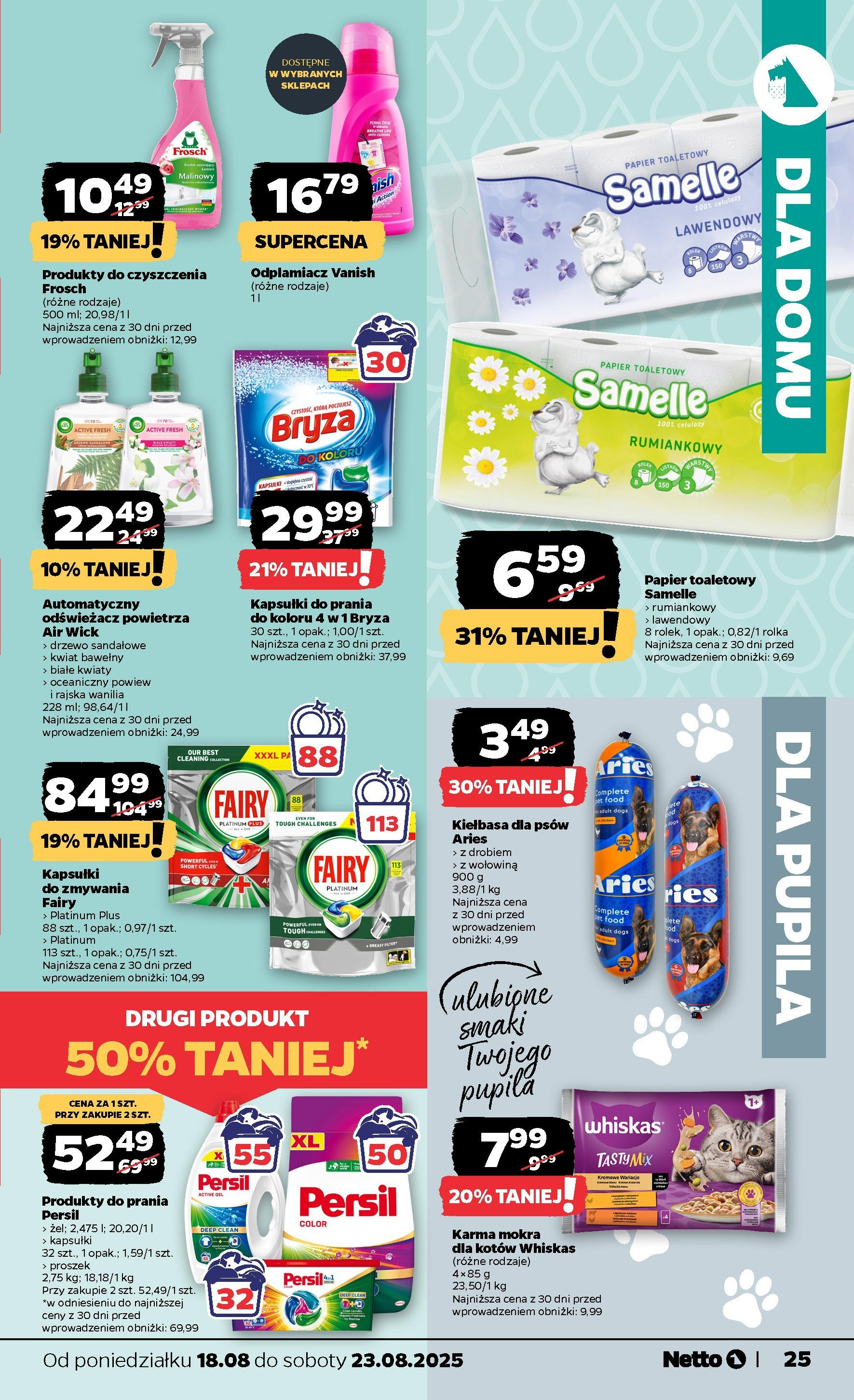 Netto gazetka - Spożywcza od 18.08.2025 - Aktualne promocje | Strona: 25 | Produkty: Kapsułki do prania, Wołowina, Fairy, Kwiaty
