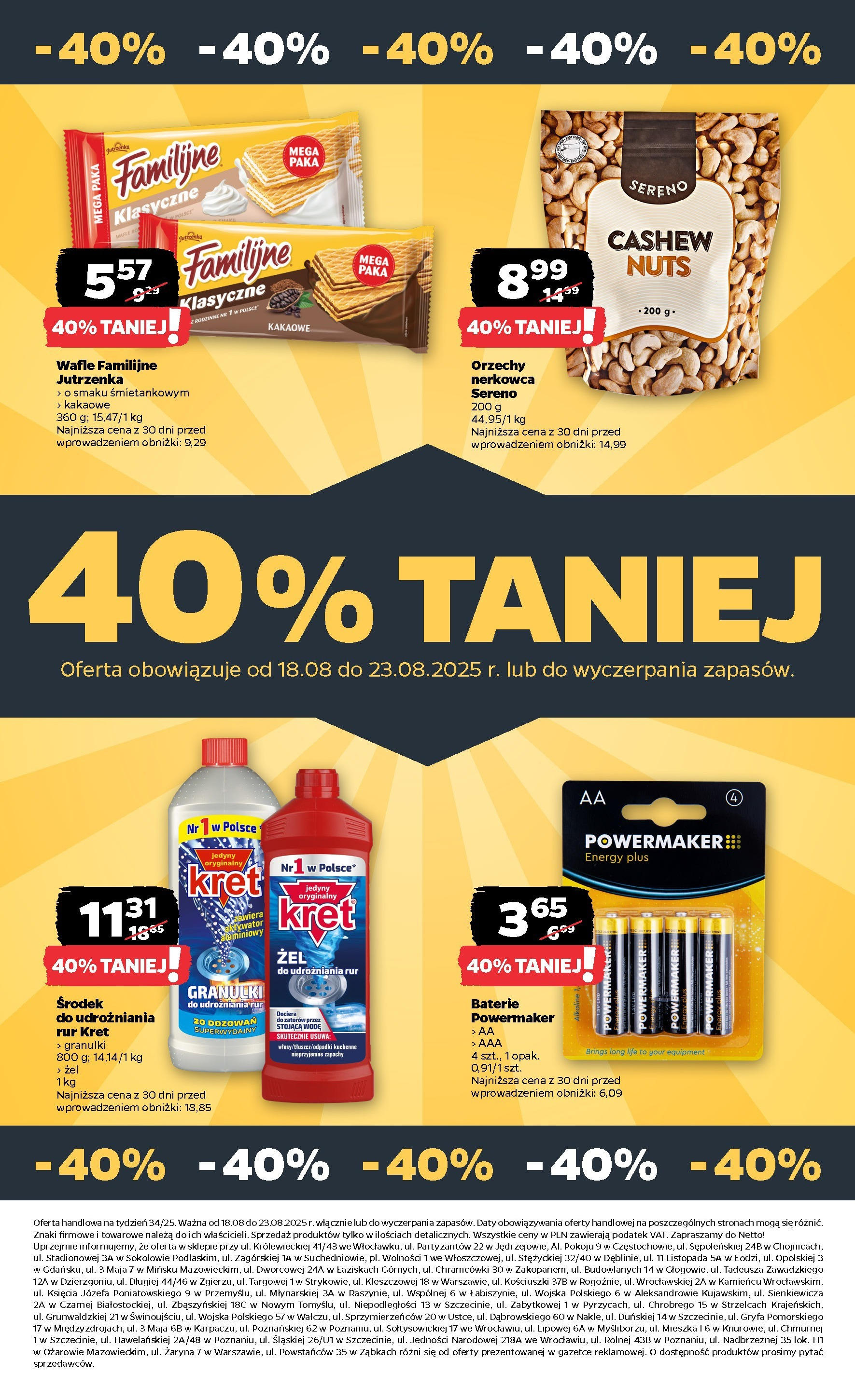 Netto gazetka - Spożywcza od 18.08.2025 - Aktualne promocje | Strona: 26 | Produkty: Wafle, Baterie, Orzechy