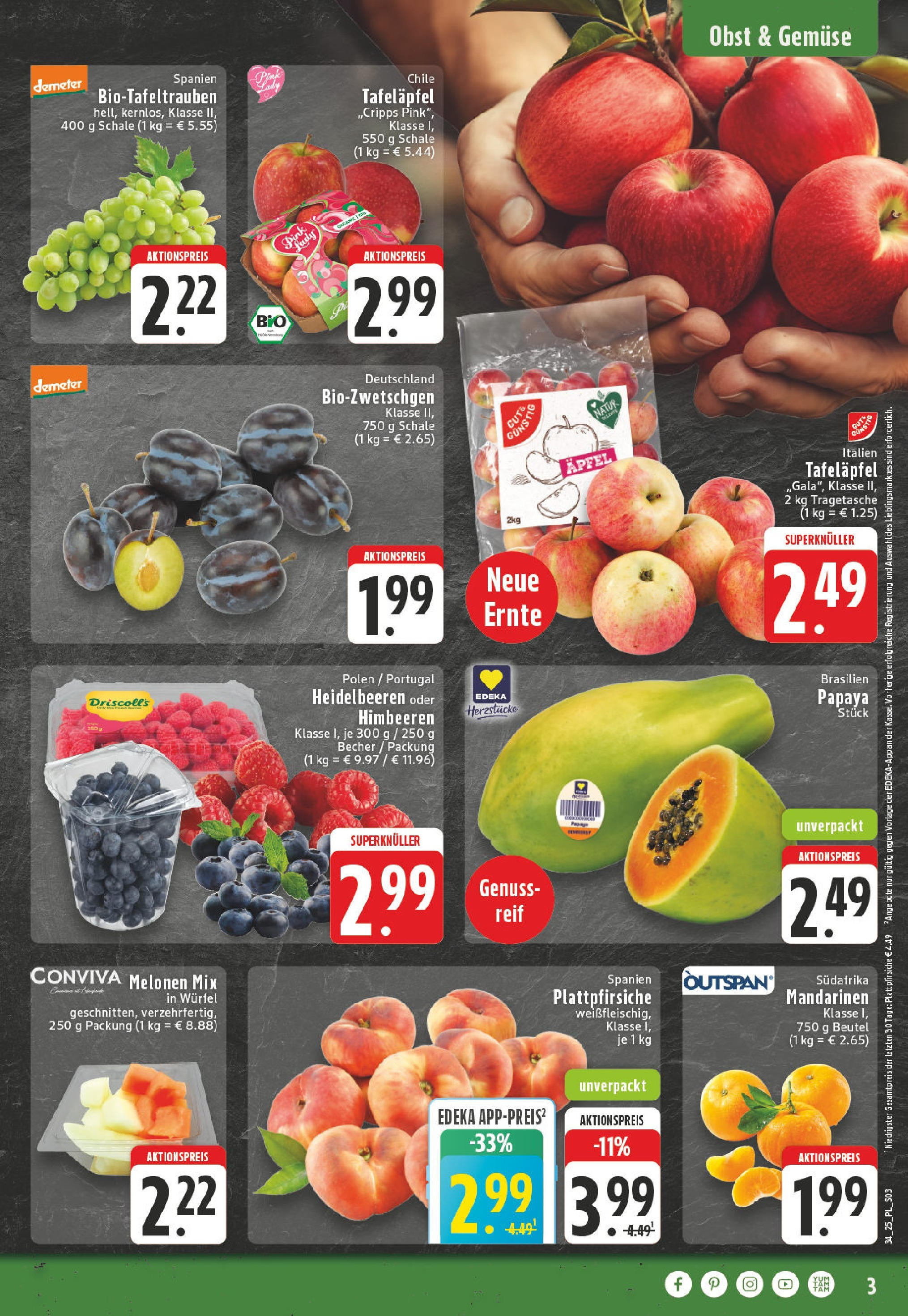 Edeka prospekt Bornheim (ab 17.08.2025) » Angebote Online | Seite: 3 | Produkte: Himbeeren, Äpfel, Mandarinen, Gemüse Edeka prospekt Bornheim (ab 17.08.2025) » Angebote Online | Seite: 3 | Produkte: Himbeeren, Äpfel, Mandarinen, Gemüse