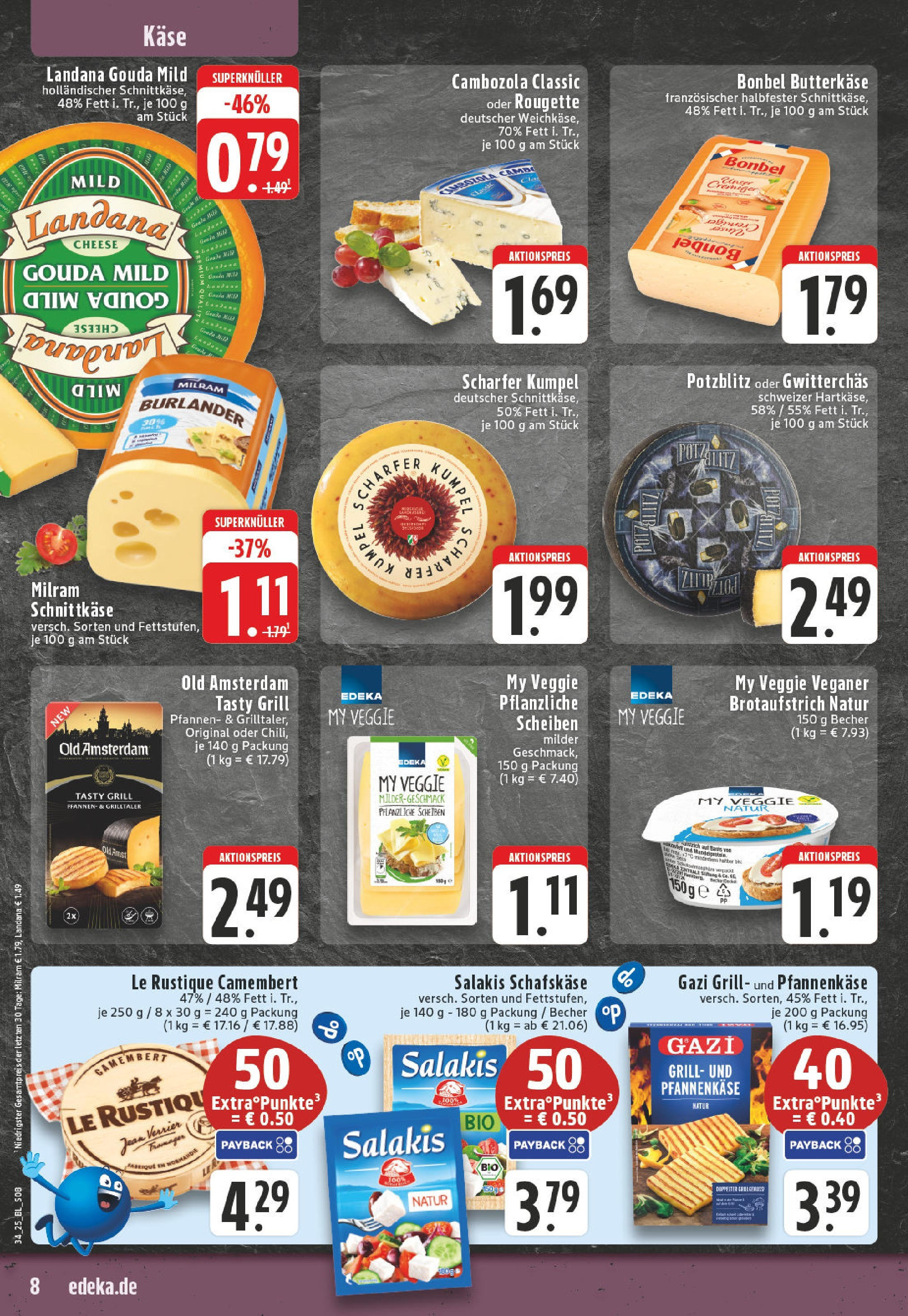 Edeka prospekt Bielefeld	 (ab 17.08.2025) » Angebote Online | Seite: 8 | Produkte: Käse, Gouda, Milram, Salakis