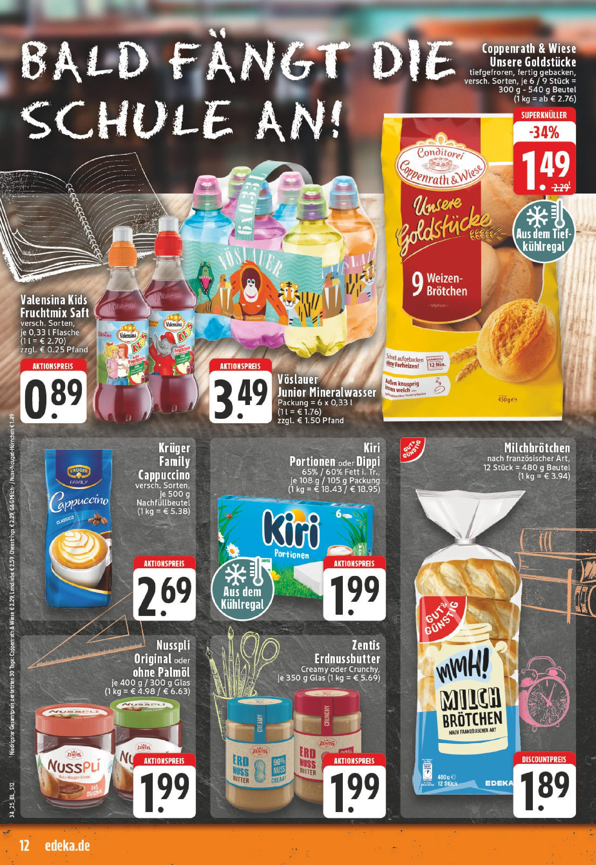 Edeka prospekt Bielefeld	 (ab 17.08.2025) » Angebote Online | Seite: 12 | Produkte: Butter, Mineralwasser, Valensina, Kruger cappuccino