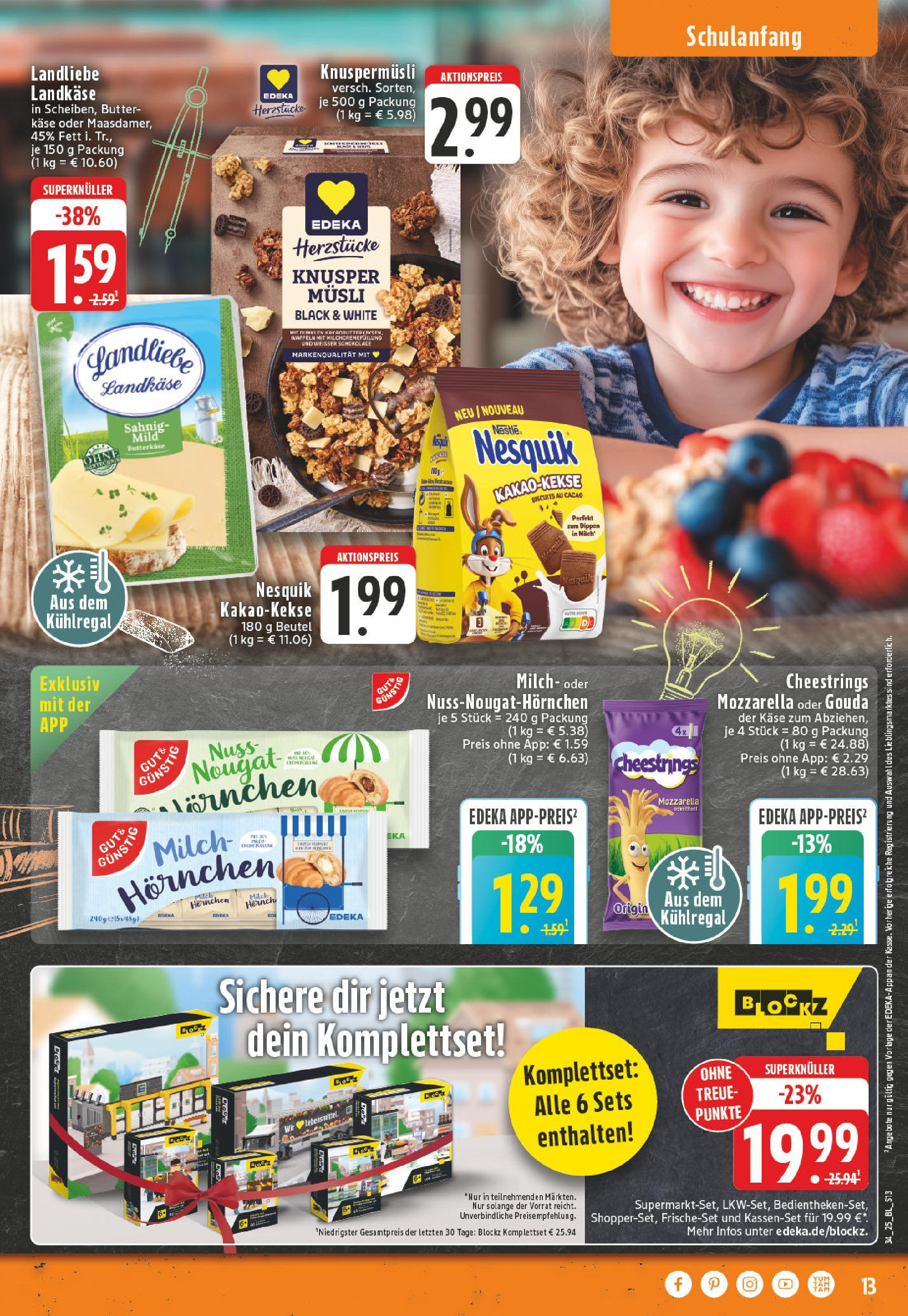 Edeka prospekt Bielefeld	 (ab 17.08.2025) » Angebote Online | Seite: 13 | Produkte: Musli, Nesquik, Milch, Mozzarella
