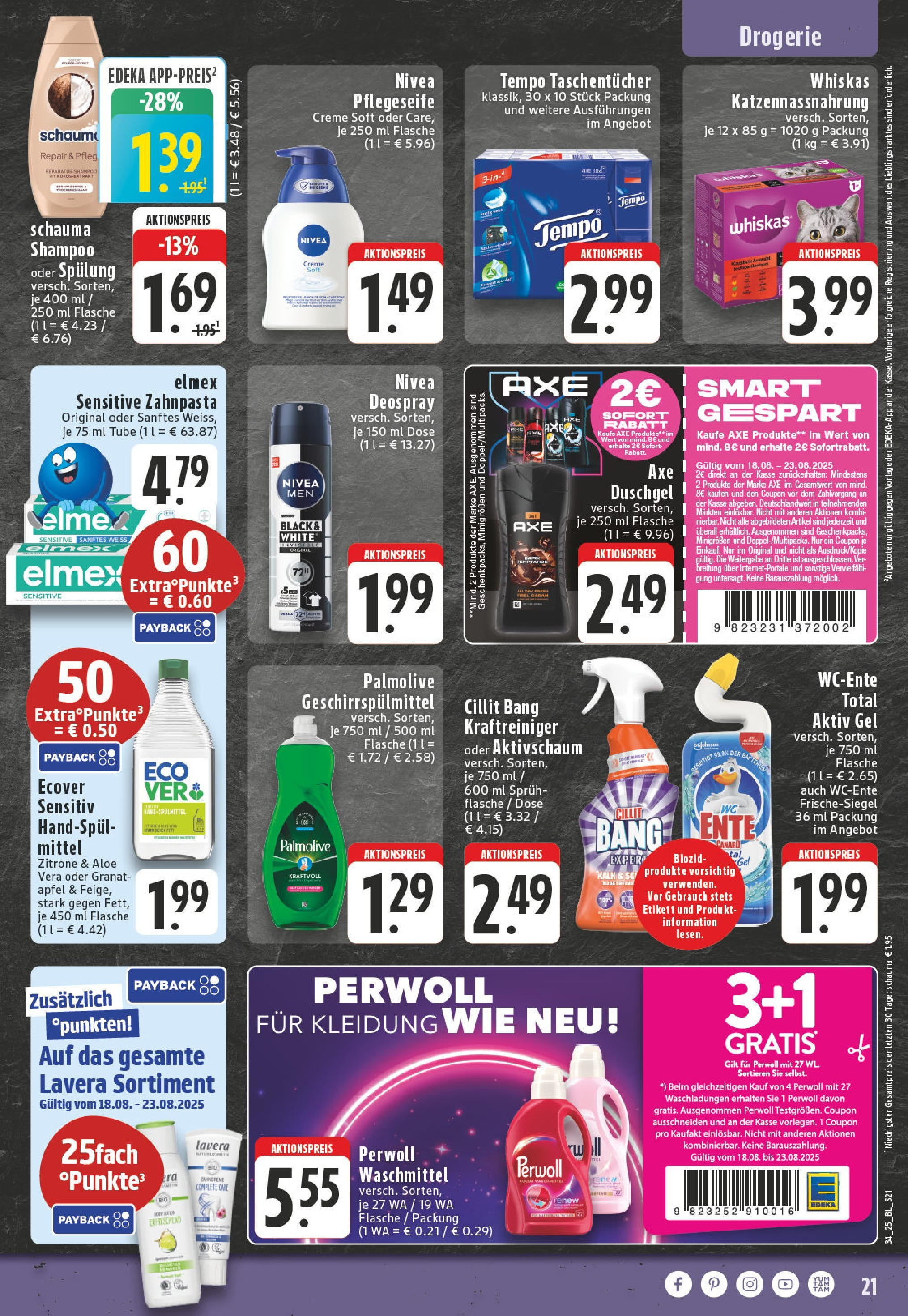 Edeka prospekt Bielefeld	 (ab 17.08.2025) » Angebote Online | Seite: 21 | Produkte: Schauma shampoo, Creme, Duschgel, Axe