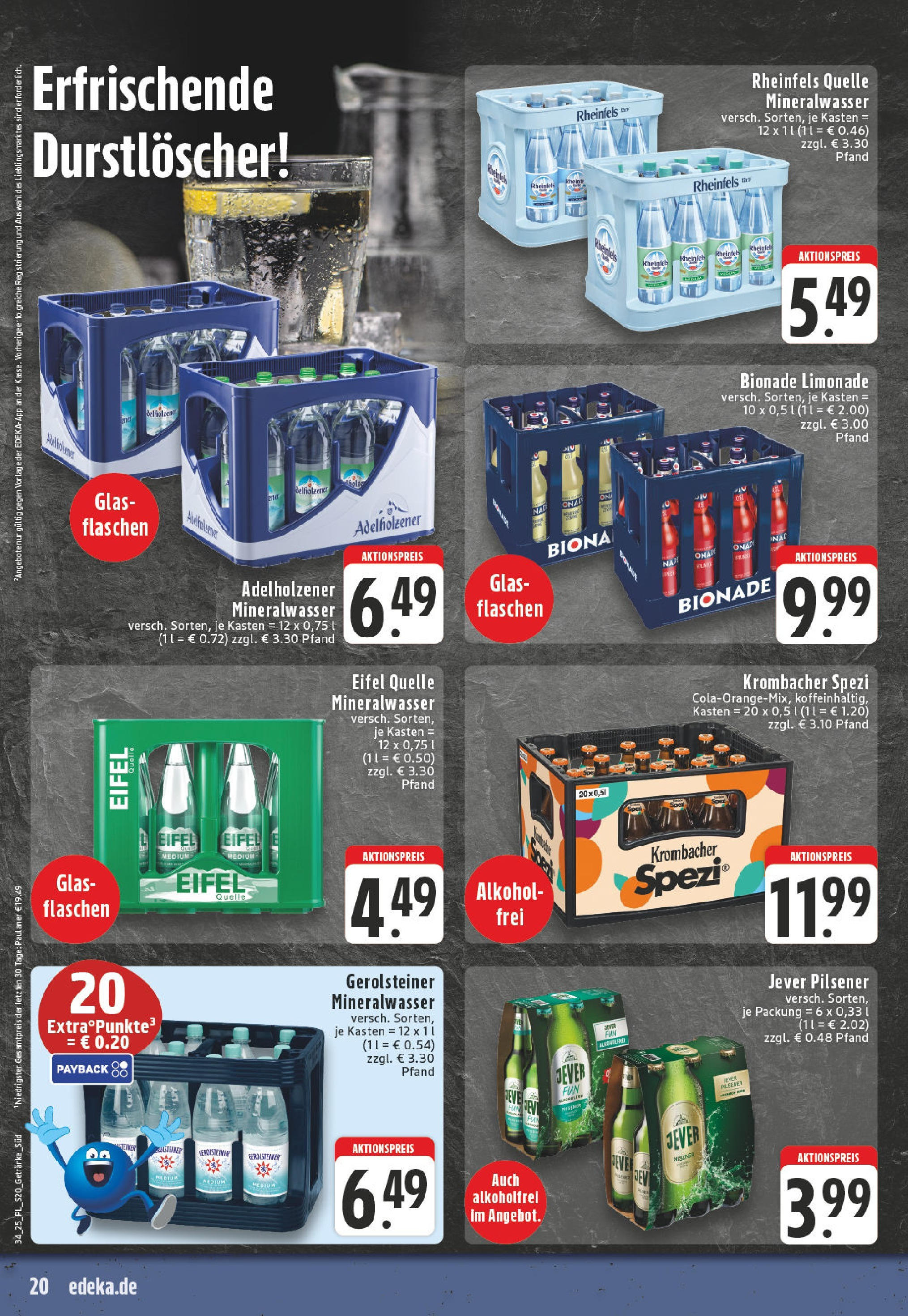 Edeka prospekt Bornheim (ab 17.08.2025) » Angebote Online | Seite: 20 | Produkte: Adelholzener, Limonade, Jever, Paulaner Edeka prospekt Bornheim (ab 17.08.2025) » Angebote Online | Seite: 20 | Produkte: Adelholzener, Limonade, Jever, Paulaner