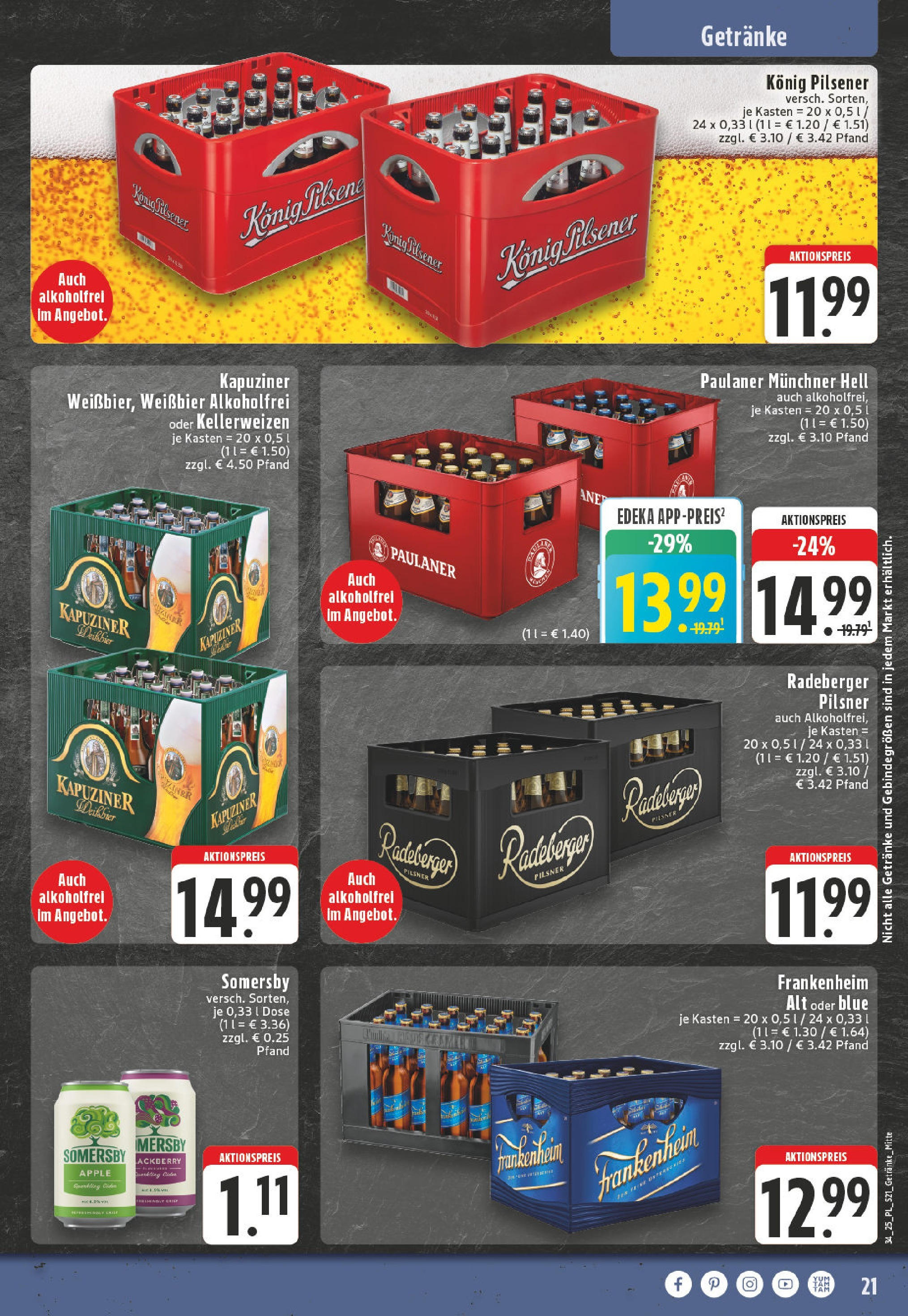 Edeka prospekt Wickede	 (ab 17.08.2025) » Angebote Online | Seite: 21 | Produkte: Konig pilsener, Weißbier, Radeberger pilsner, Paulaner