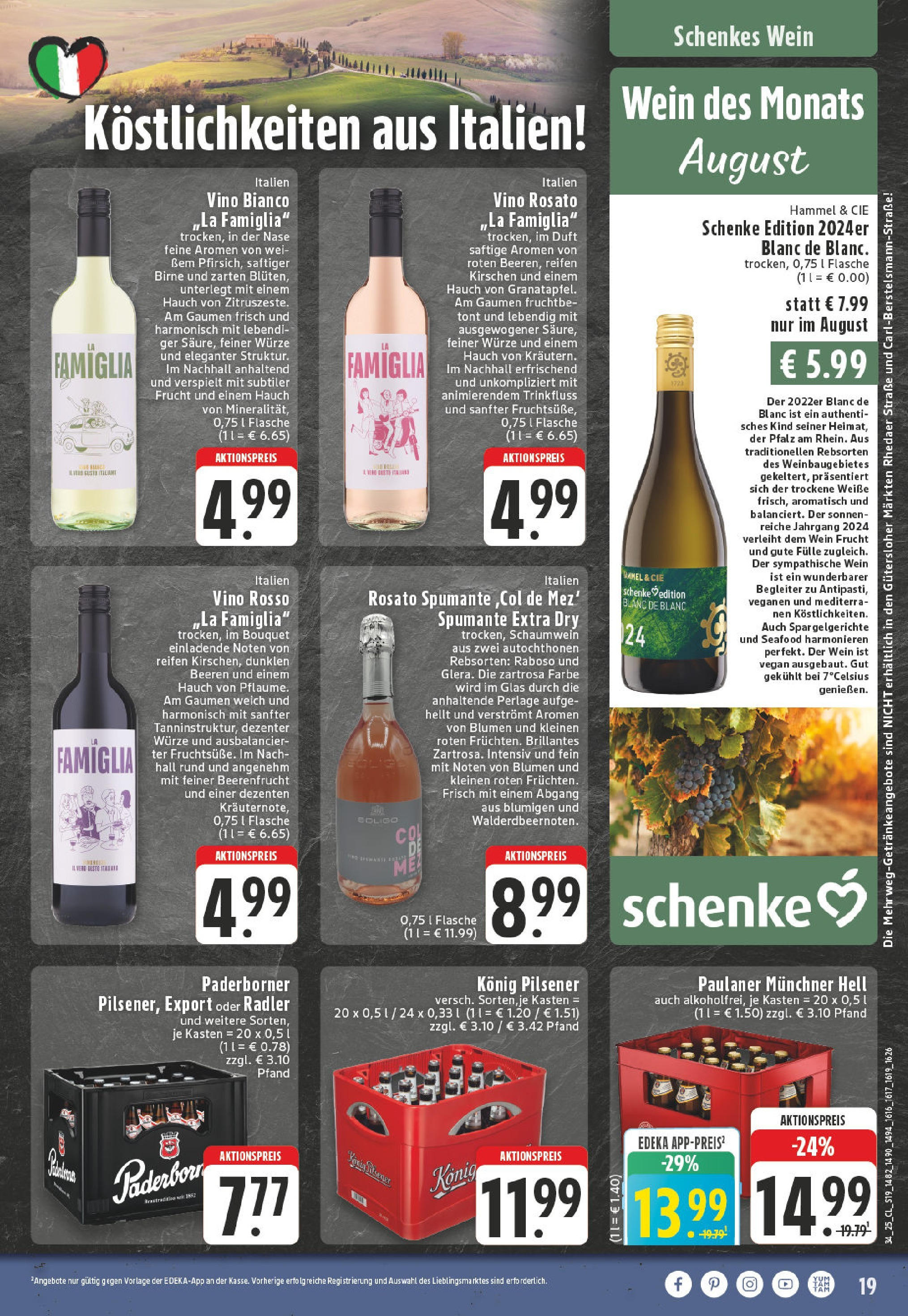 Edeka prospekt Guetersloh	 (ab 17.08.2025) » Angebote Online | Seite: 19 | Produkte: Konig pilsener, Duft, Radler, Wein