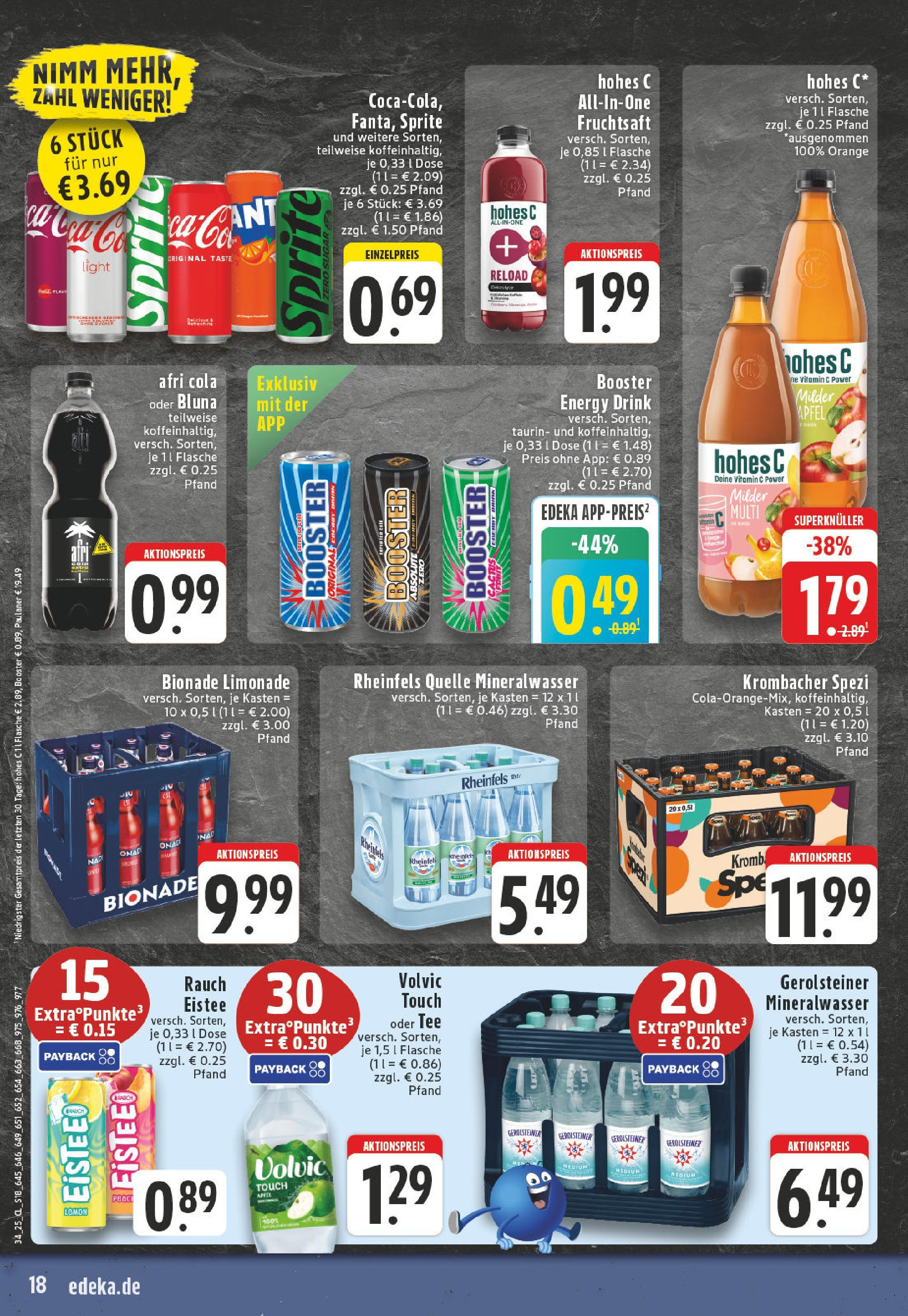 Edeka prospekt Mülheim An Der Ruhr	 (ab 17.08.2025) » Angebote Online | Seite: 18 | Produkte: Sprite, Cola, Hohes c, Gerolsteiner