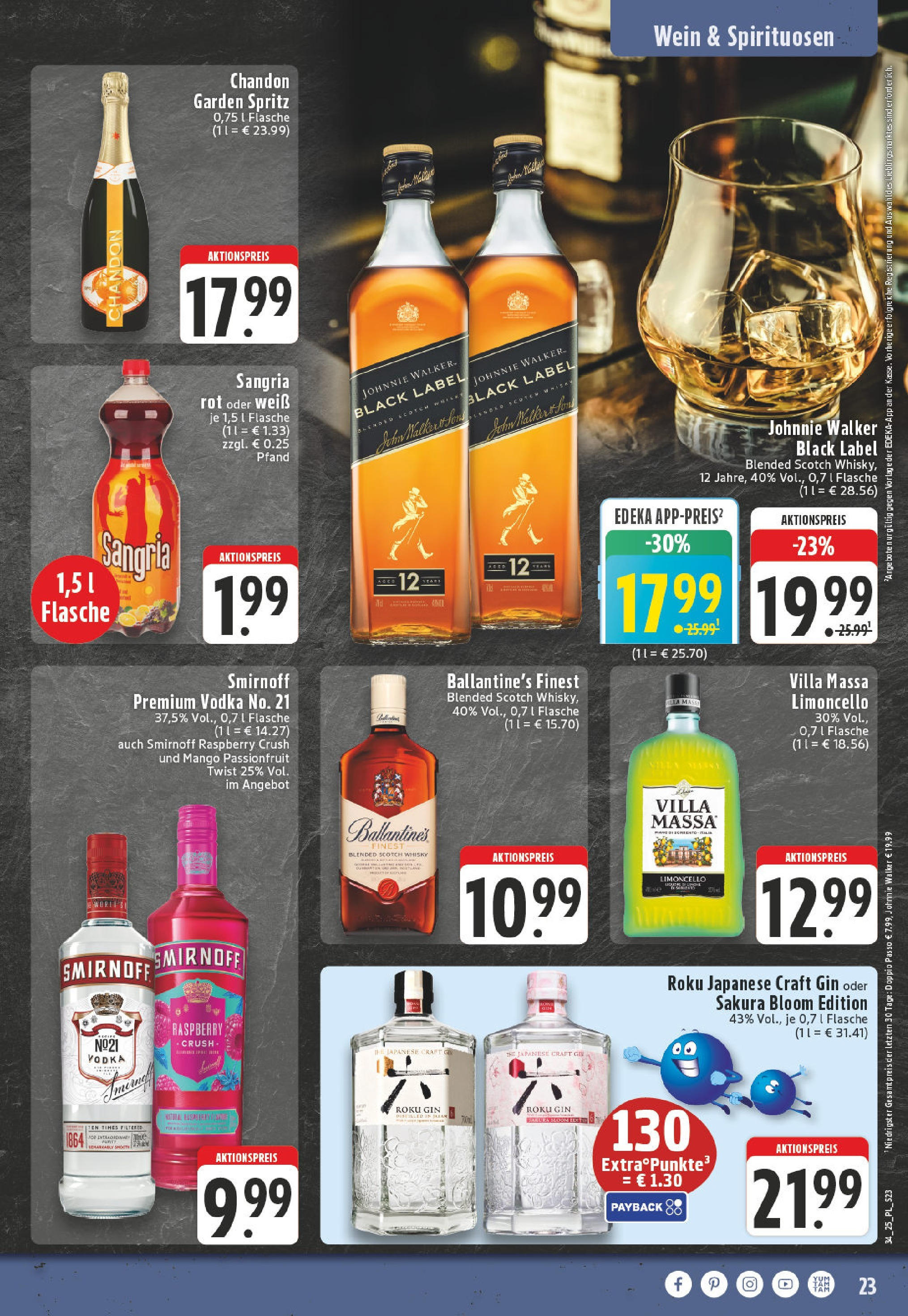 Edeka prospekt Bornheim (ab 17.08.2025) » Angebote Online | Seite: 23 | Produkte: Whisky, Mango, Doppio Passo, Smirnoff Edeka prospekt Bornheim (ab 17.08.2025) » Angebote Online | Seite: 23 | Produkte: Whisky, Mango, Doppio Passo, Smirnoff