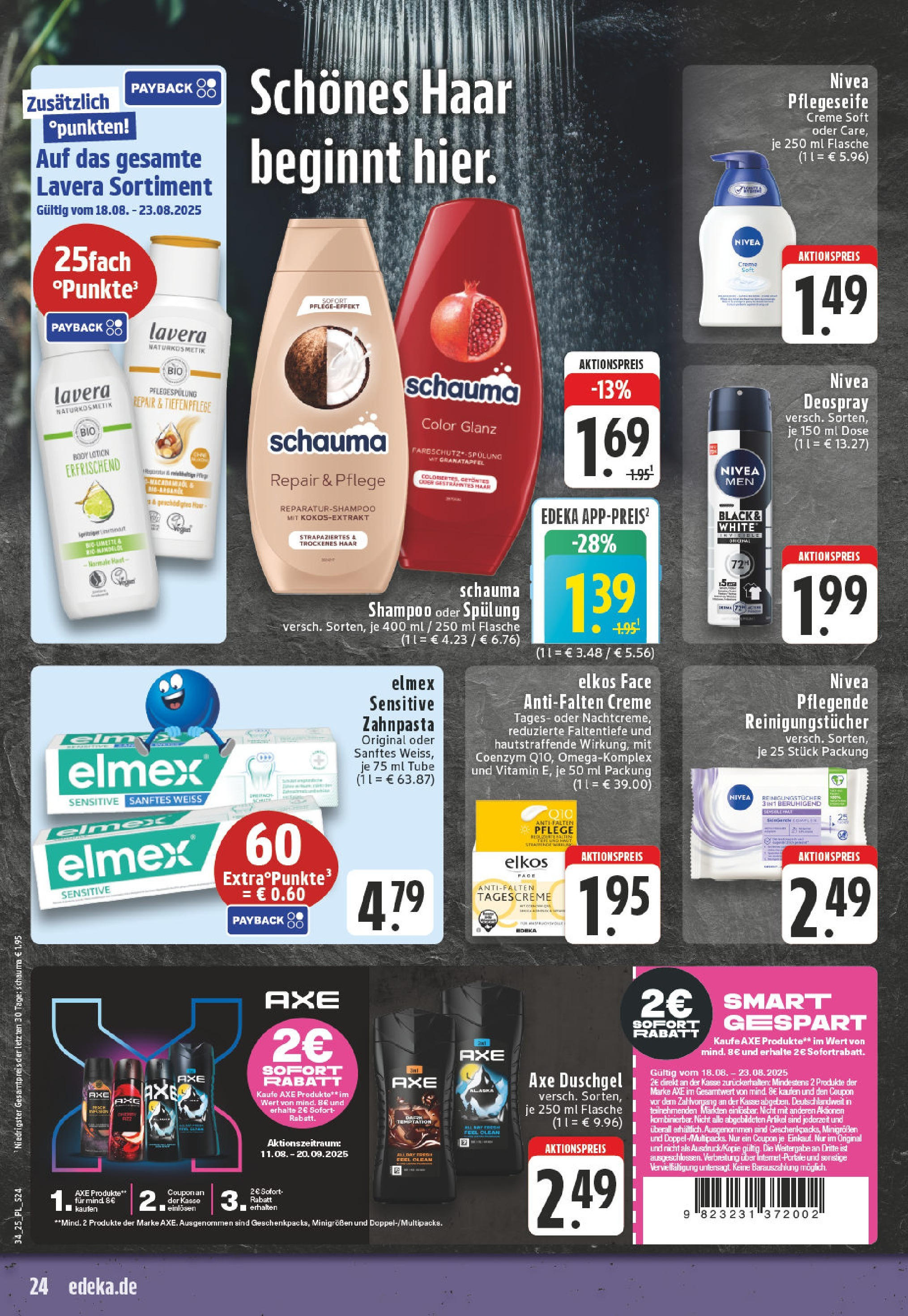 Edeka prospekt Bornheim (ab 17.08.2025) » Angebote Online | Seite: 24 | Produkte: Spülung, Deodorant, Shower Gel, Tagescreme Edeka prospekt Bornheim (ab 17.08.2025) » Angebote Online | Seite: 24 | Produkte: Spülung, Deodorant, Shower Gel, Tagescreme