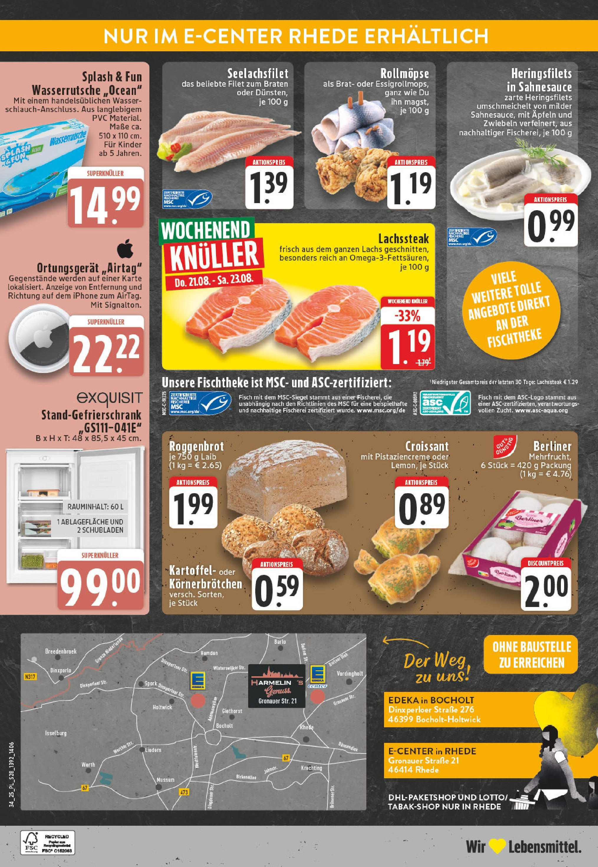 Edeka prospekt Bocholt - Holtwick	 (ab 17.08.2025) » Angebote Online | Seite: 28 | Produkte: Croissant, Lachs, Zwiebeln, Wasser