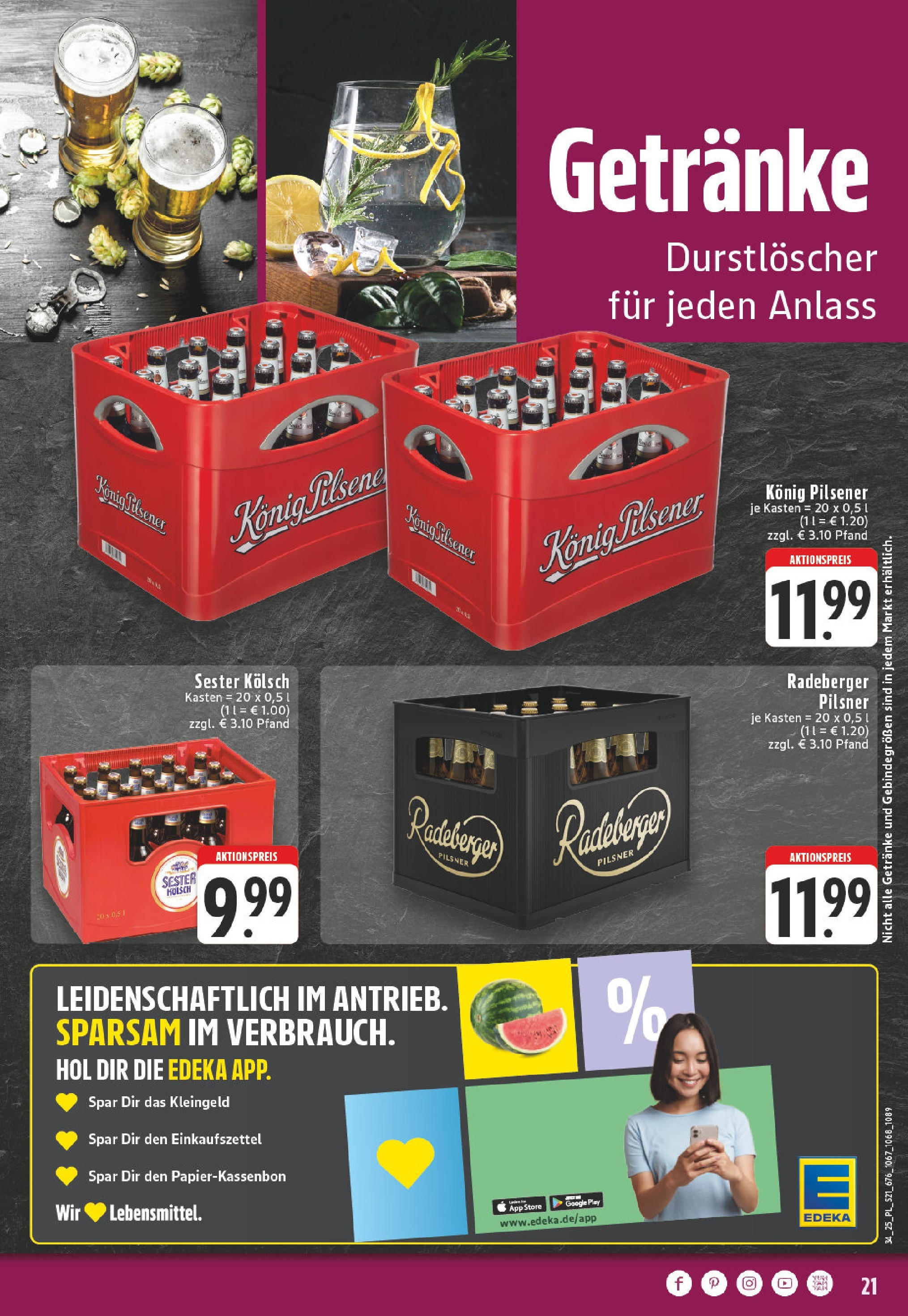 Edeka prospekt Titz	 (ab 17.08.2025) » Angebote Online | Seite: 21 | Produkte: Durstloscher, Konig pilsener, Radeberger pilsner