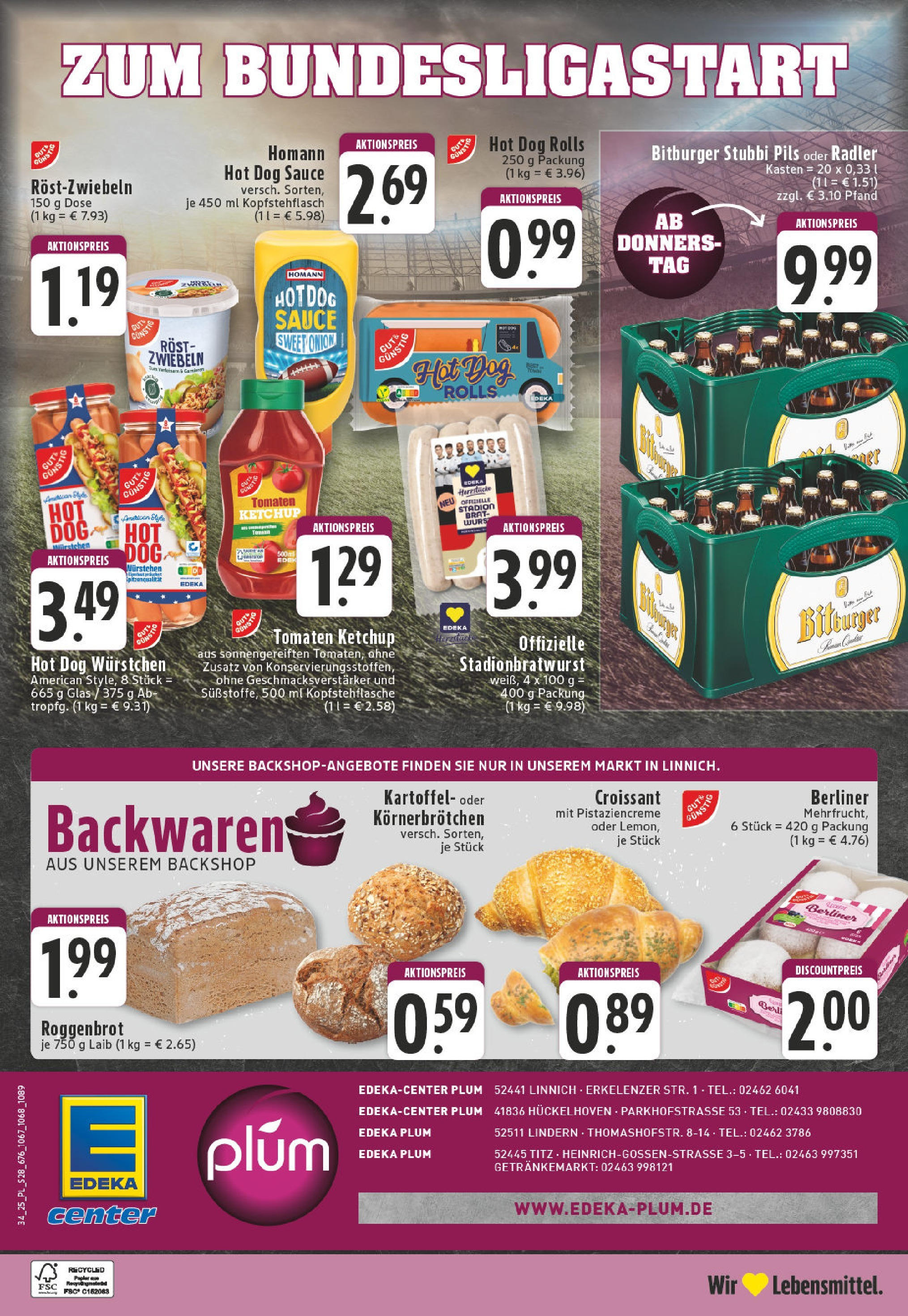Edeka prospekt Titz	 (ab 17.08.2025) » Angebote Online | Seite: 28 | Produkte: Bitburger, Croissant, Radler, Zwiebeln