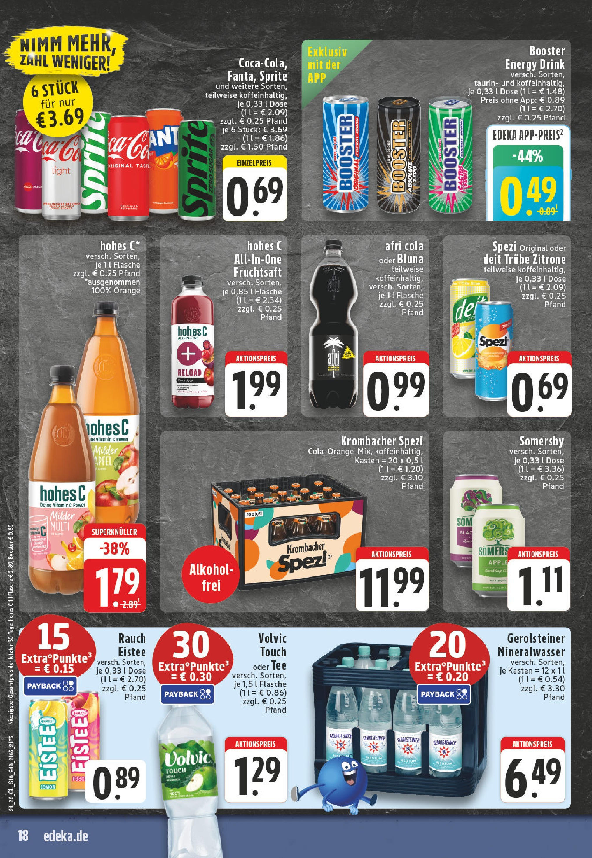 Edeka prospekt Monheim-Baumberg	 (ab 17.08.2025) » Angebote Online | Seite: 18 | Produkte: Energy, Mineralwasser, Tee, Gerolsteiner