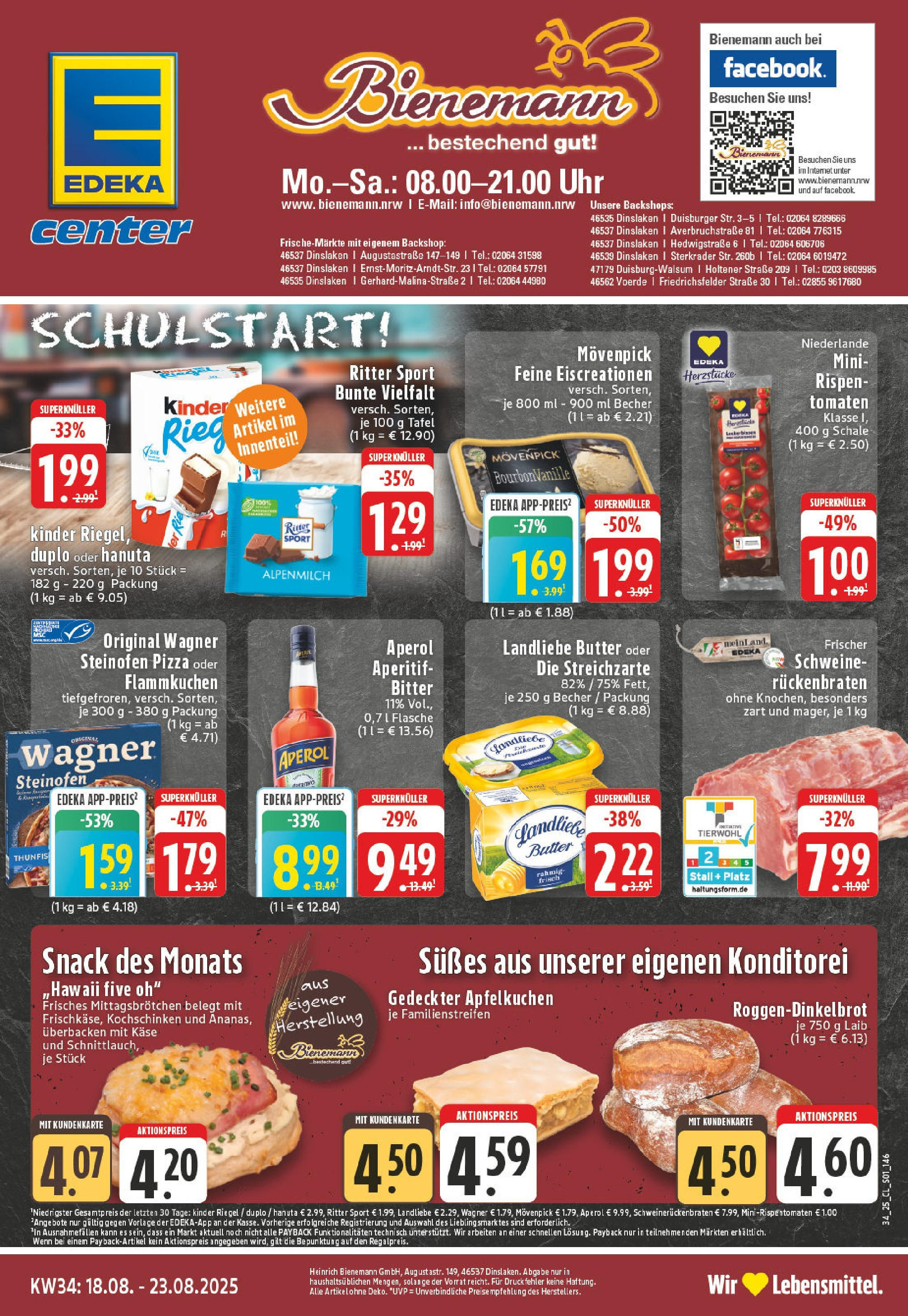 Edeka prospekt Dinslaken	 (ab 17.08.2025) » Angebote Online | Seite: 1 | Produkte: Käse, Tomaten, Pizza, Aperol
