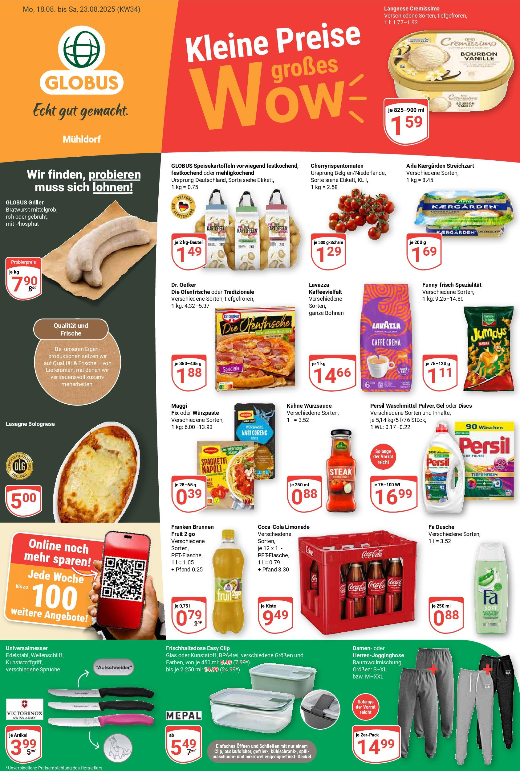 Globus prospekt Mühldorf	 (ab 17.08.2025) » Angebote online | Seite: 1 | Produkte: Langnese, Limonade, Ofenfrische, Steak