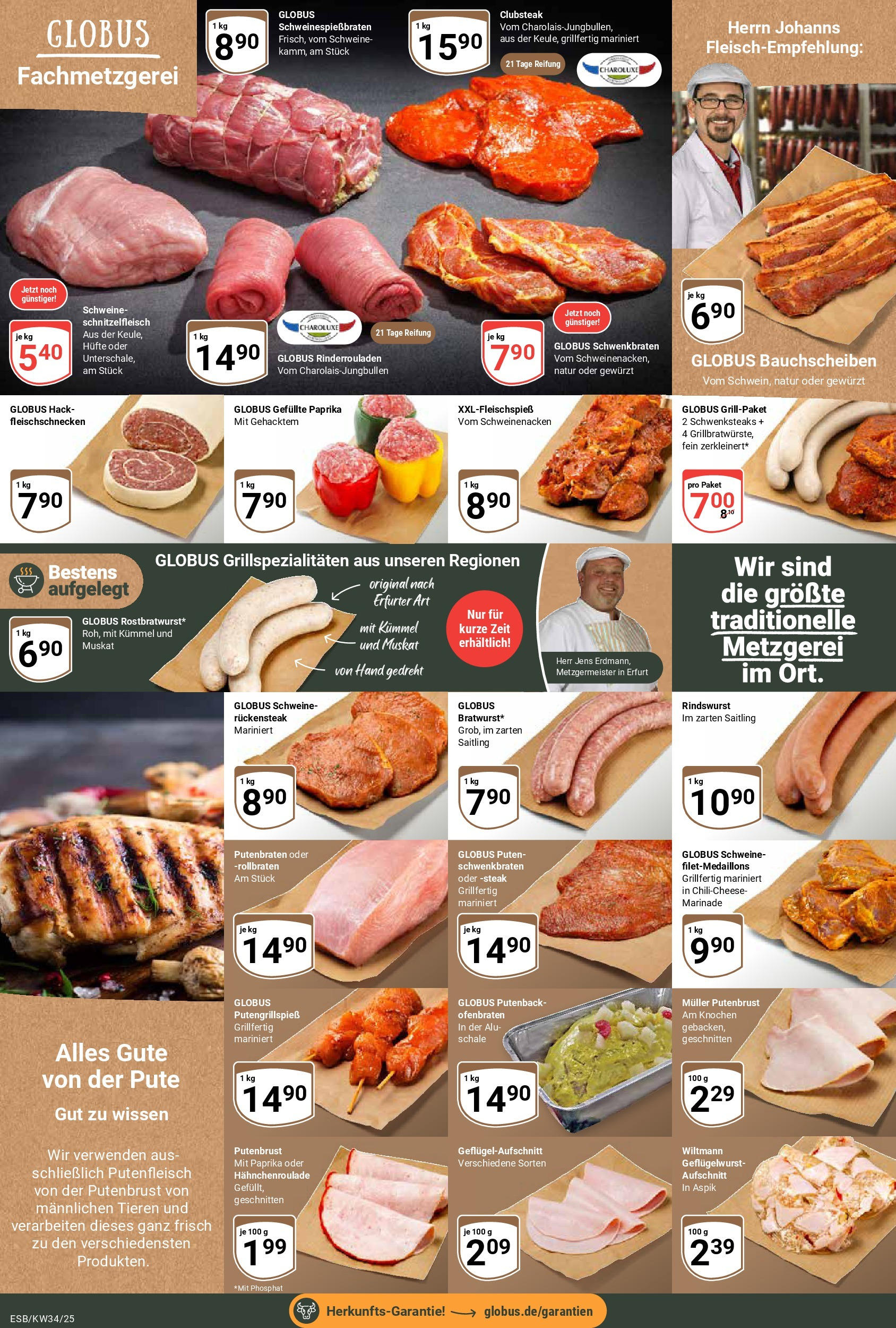 Globus prospekt Eschborn	 (ab 17.08.2025) » Angebote online | Seite: 10 | Produkte: Rinderrouladen, Schweinenacken, Paprika, Steak