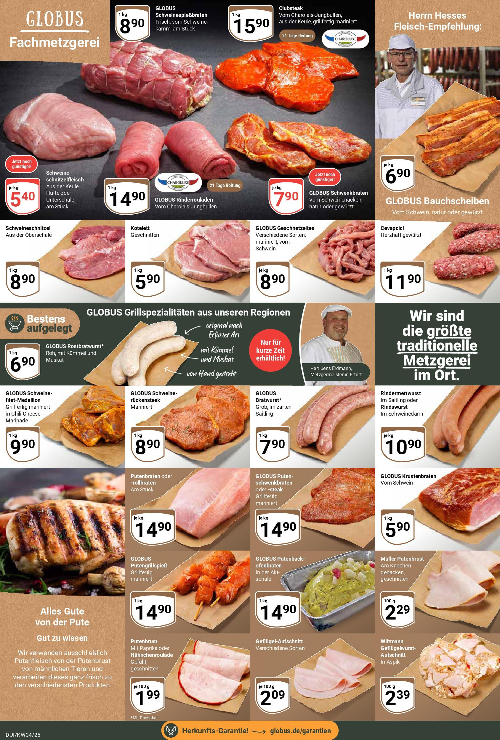 Globus prospekt Duisburg	 (ab 17.08.2025) » Angebote online | Seite: 11 | Produkte: Rinderrouladen, Pute, Cevapcici, Krustenbraten